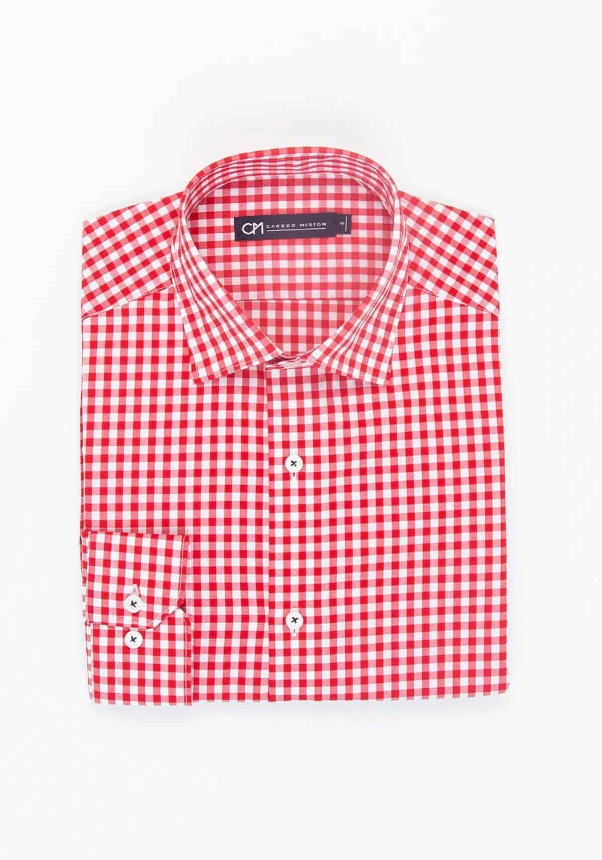 Camisa Popelín Cuadro Vichy Algodón Rojo - miniatura 5
