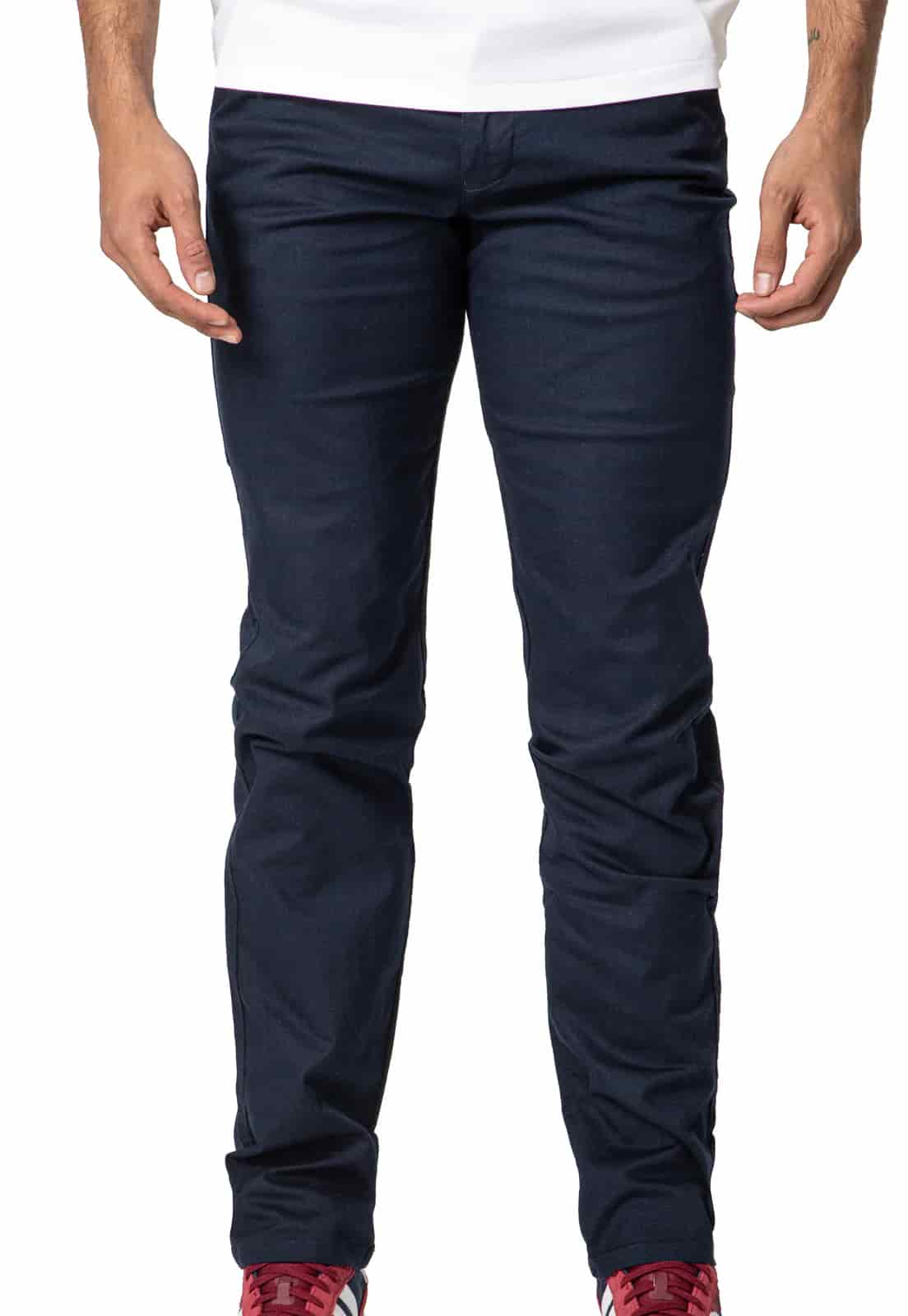 Pantalon dril azul oscuro con textura - miniatura 3