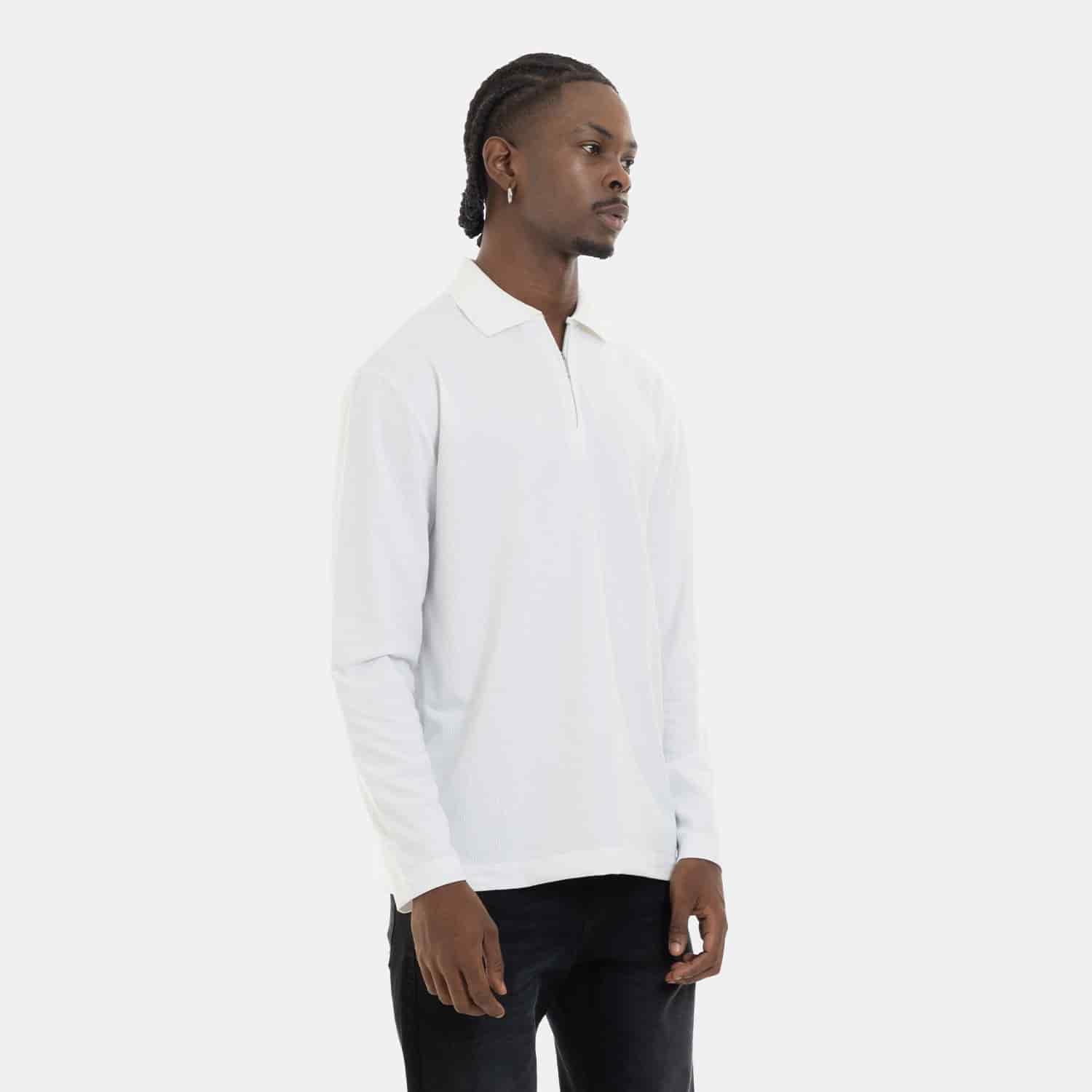 Zip Polo Sweatshirt White - miniatura 2