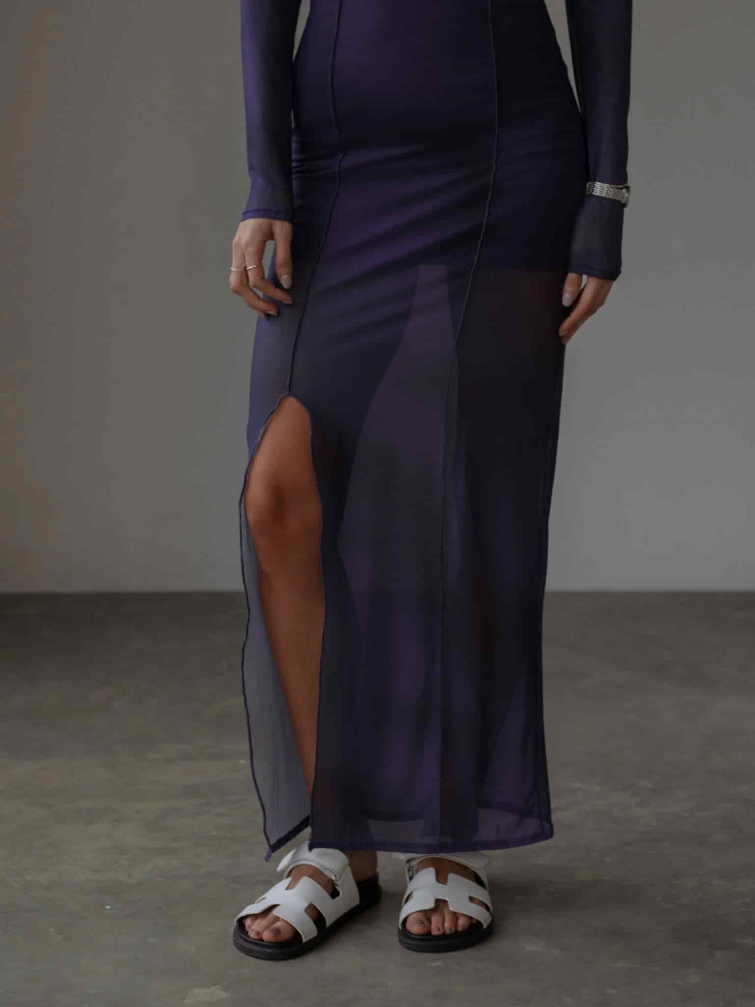 OFF SHOULDER MESH DRESS - MYSTIC PURPLE - miniatura 7
