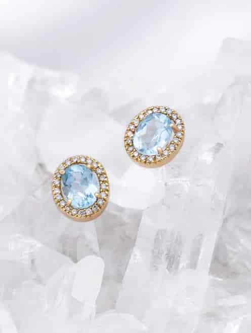 Dije Topacio Azul y Diamantes en Oro Amarillo 18K - miniatura 2