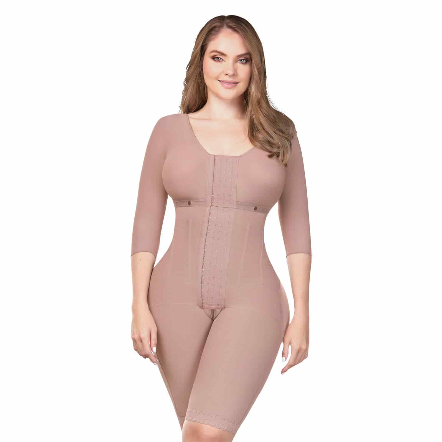 Faja Colombiana Full Body a la Rodilla Postoperatorio Mangas Reloj de Arena Mujer - miniatura 1
