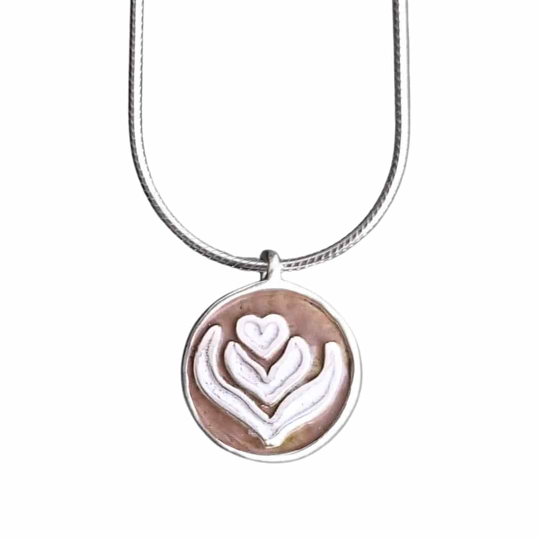 Collar Café Capuchino con cadena especial corta (45cm) en plata - miniatura 1