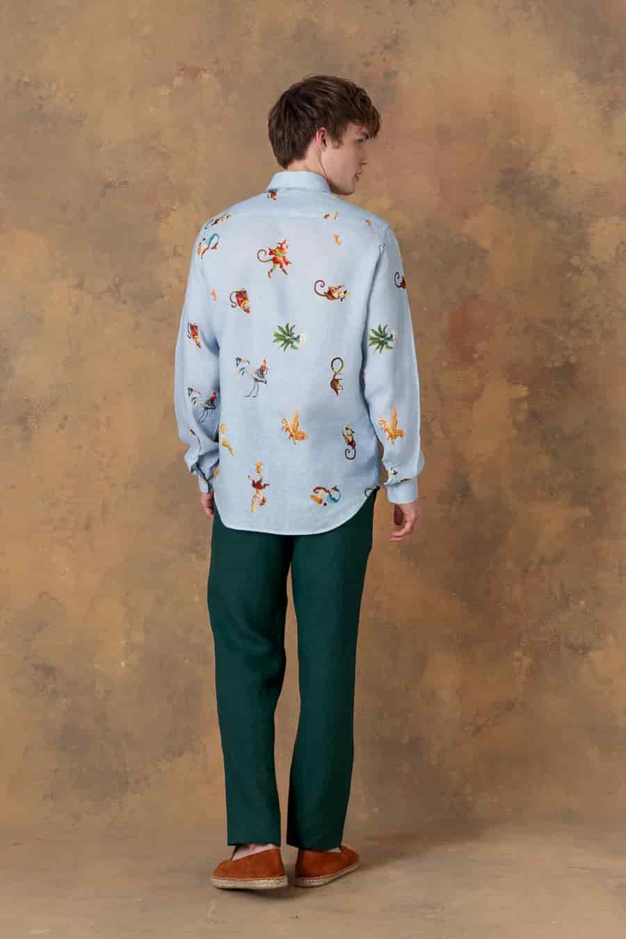 Men's linen shirt panteon light blue - miniatura 4