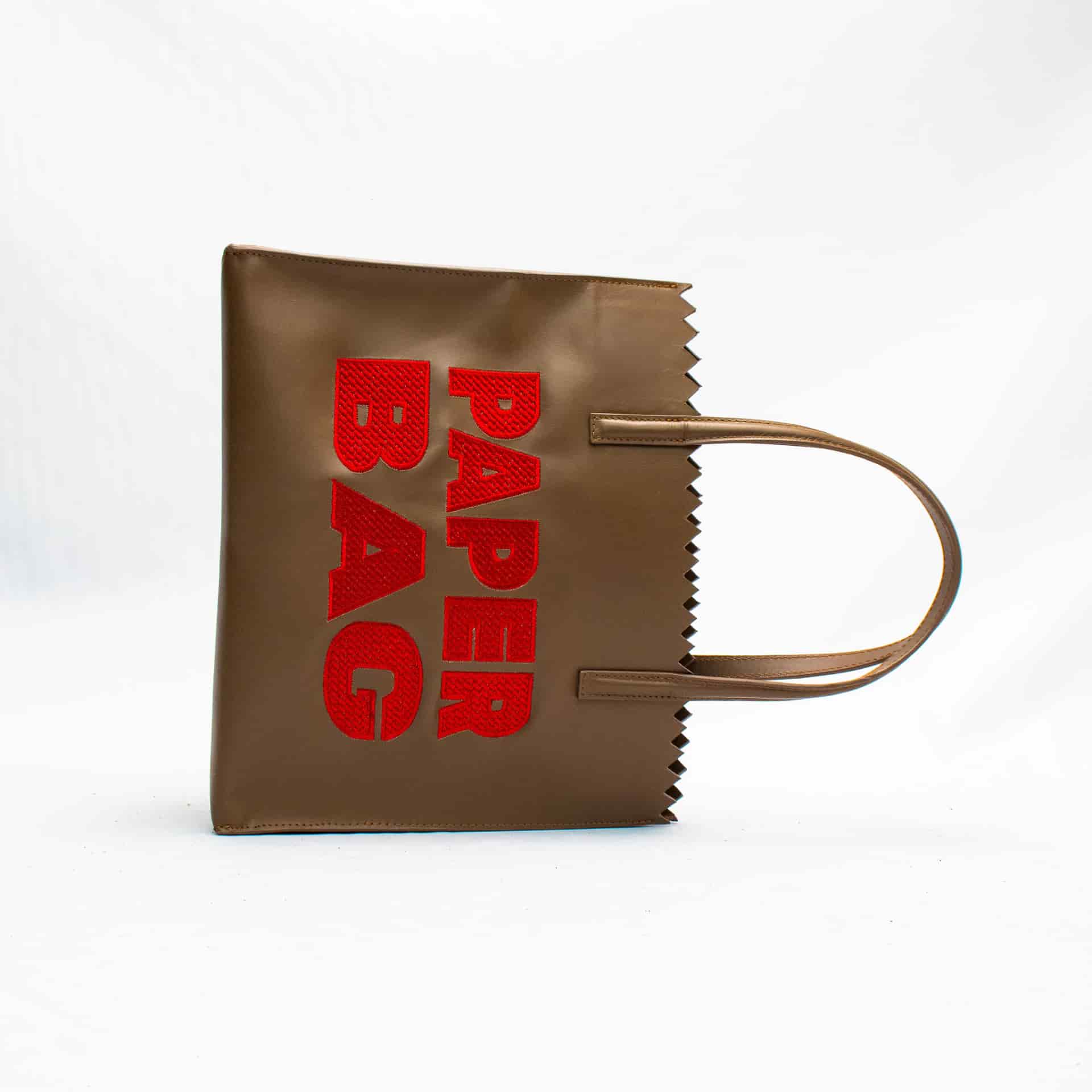 PAPER BAG SHORT - taupe x bordado rojo - miniatura 3