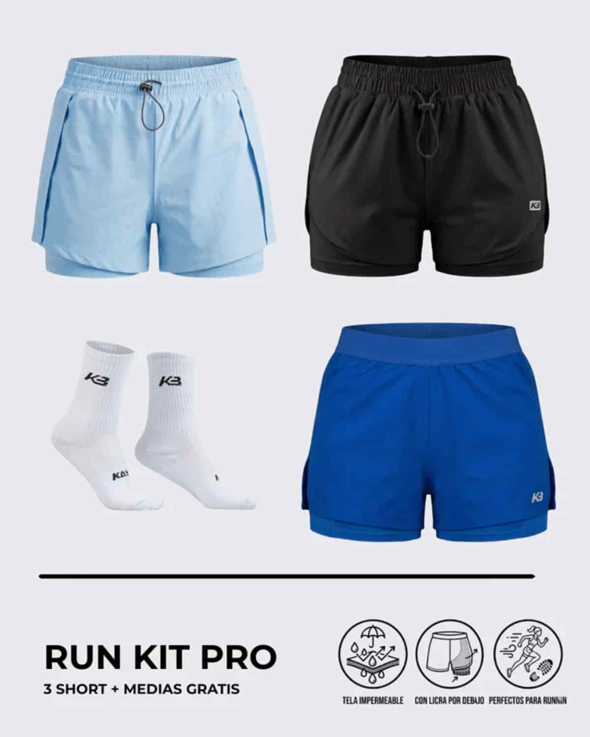 Pack X3 Short Running Mujer┃KAYBU REF.801076 - miniatura 3