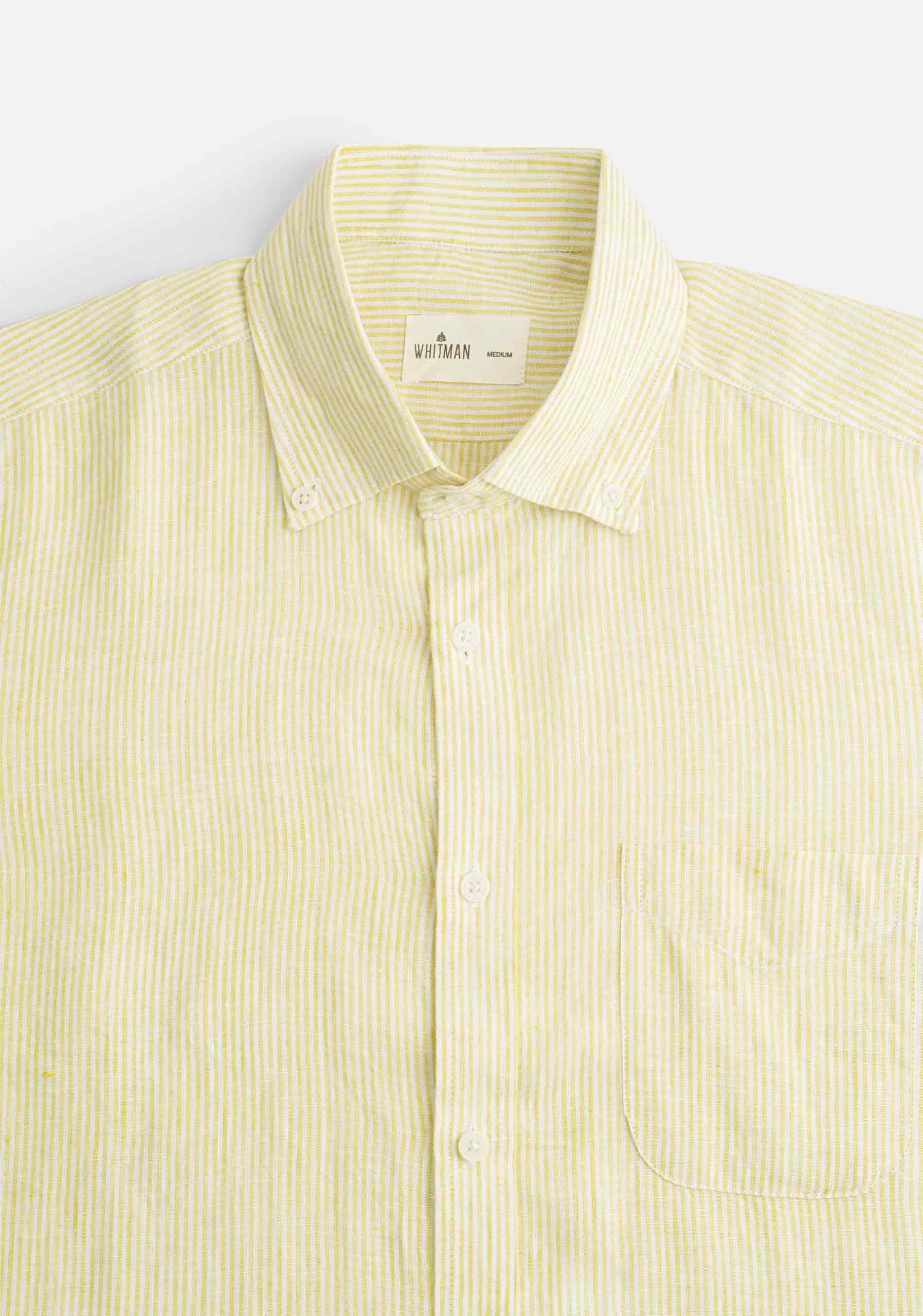 Camisa H CBD Lino Rayas Verde Med - Blanco - miniatura 6