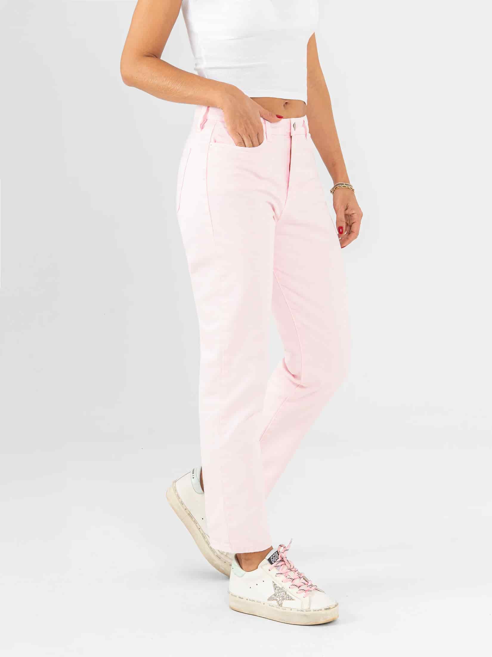 Ref: 0620402 Pantalón Mom fit, slim cropped, rígido, tiro alto, tono rosa - miniatura 4