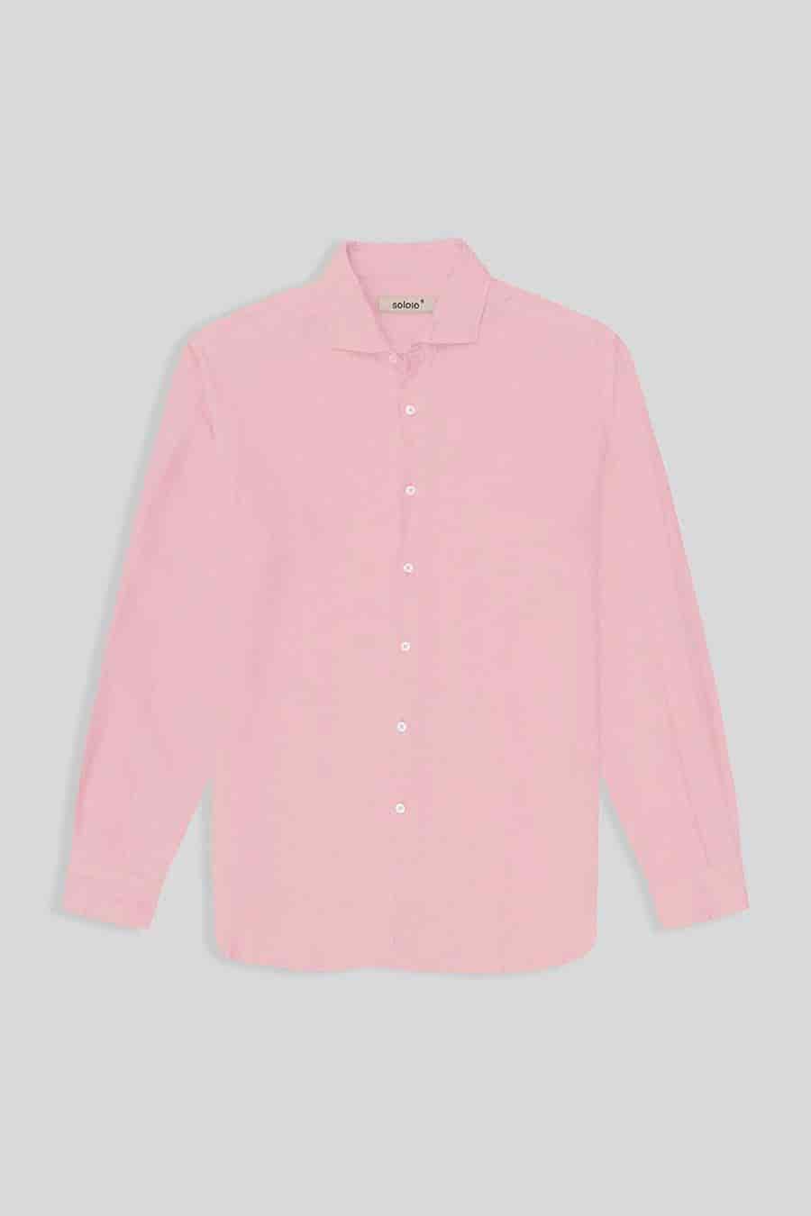 Men's linen shirt pink - miniatura 1