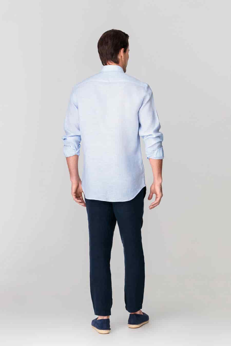 Men's linen shirt mini stripes blue - miniatura 7