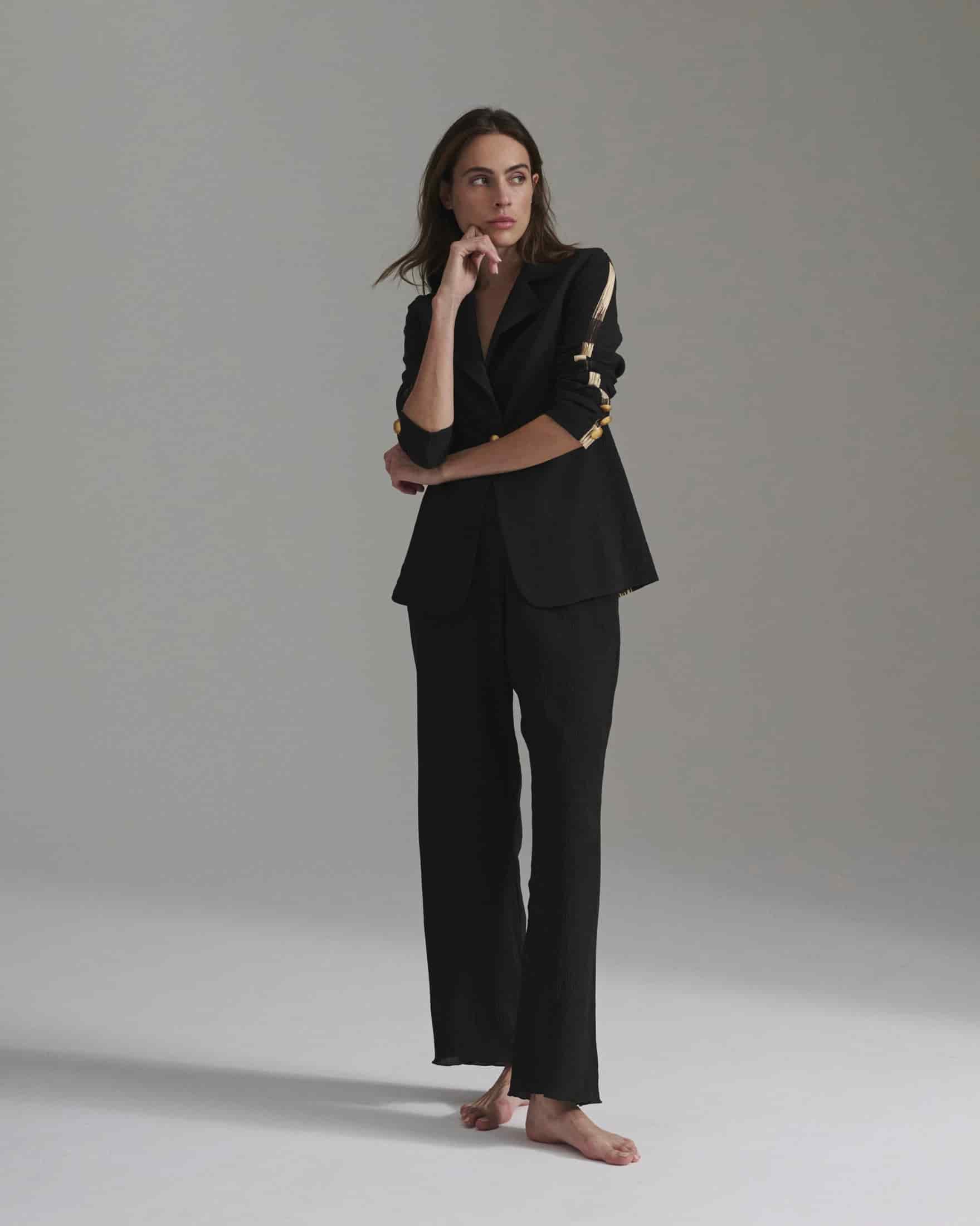 Santo Tomás Martellato Silk Pants / Black - miniatura 2