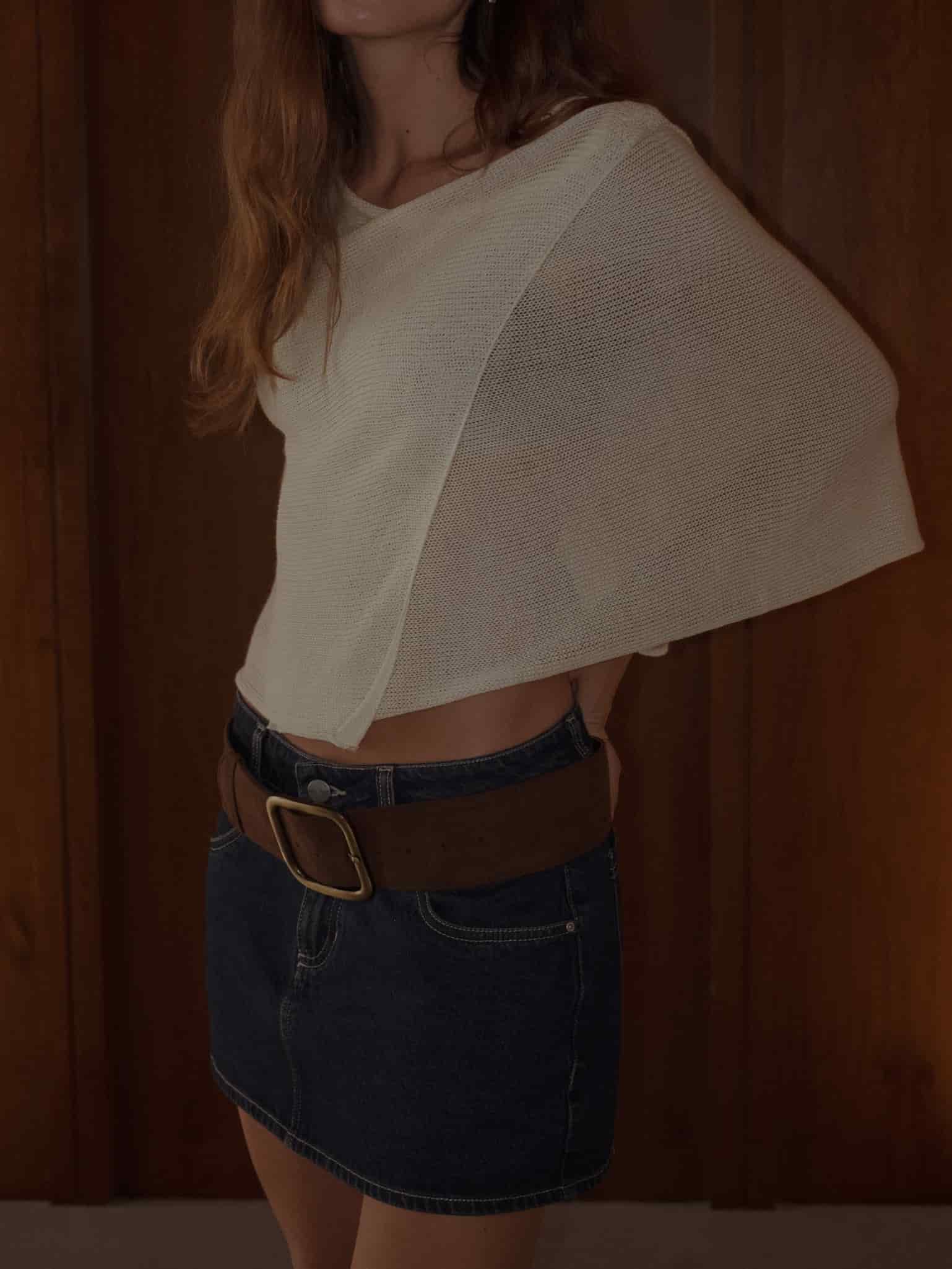 INDIGO MINI SKIRT - RAW DENIM - miniatura 4