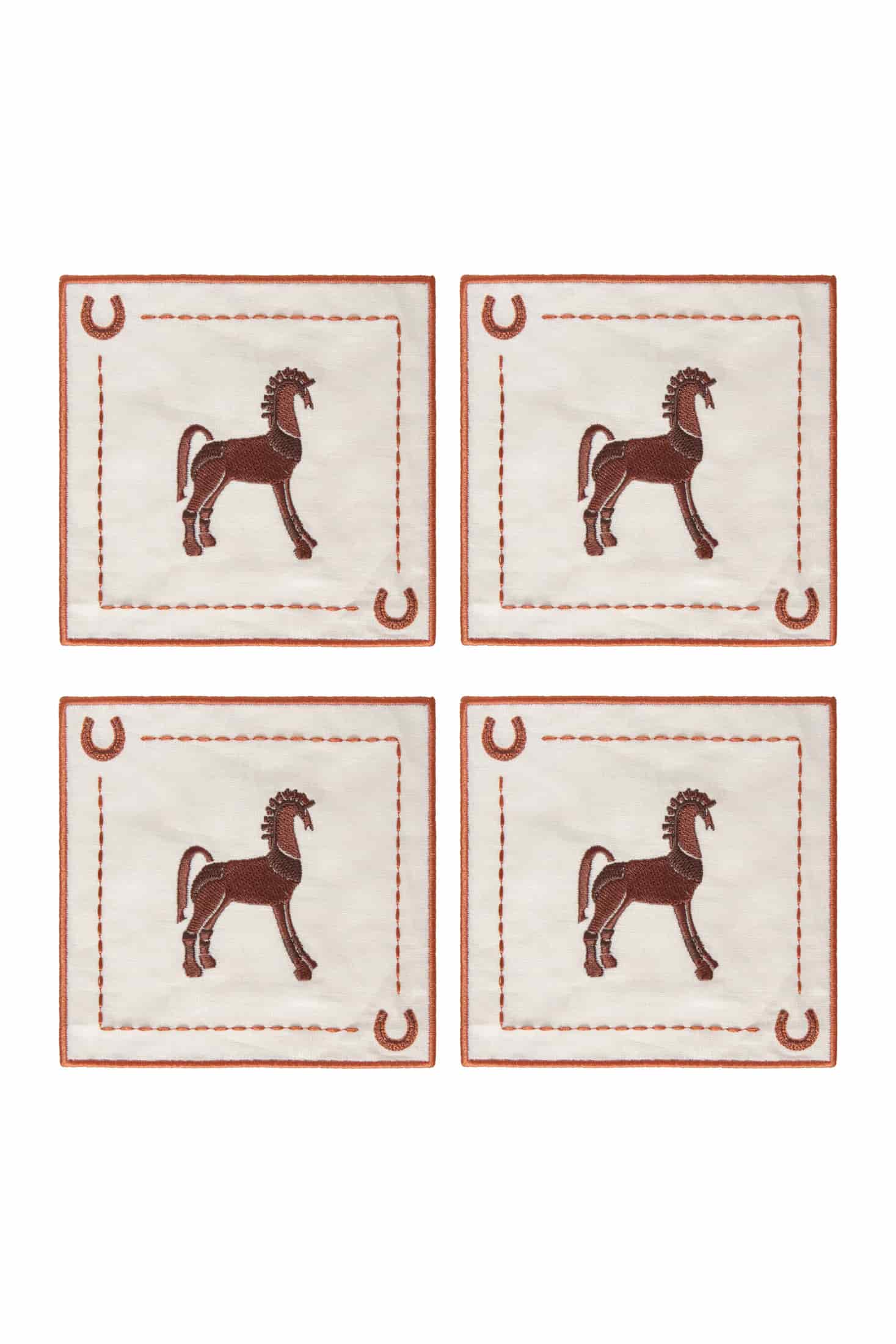 Solana Horse Cocktail Napkins / Brown & Orange - Set of 4 - miniatura 2