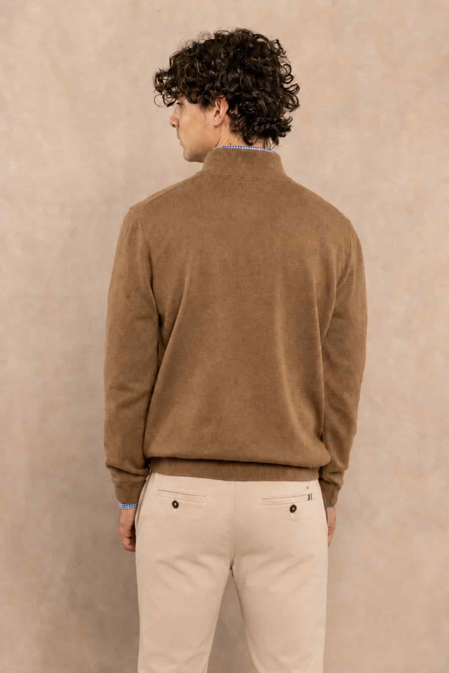 Sueter Algodon Peinado Cuello Redondo Cafe - miniatura 4
