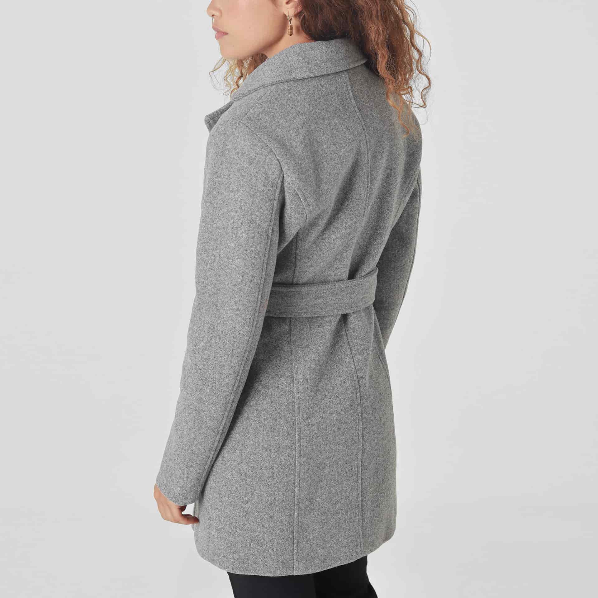 Chaqueta abrigo manga larga cuello solapa con lazo - miniatura 11