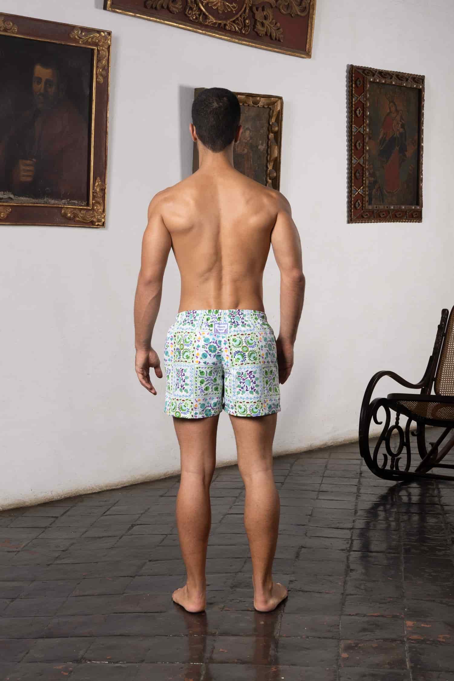 Men's suzani swim trunk green - miniatura 4