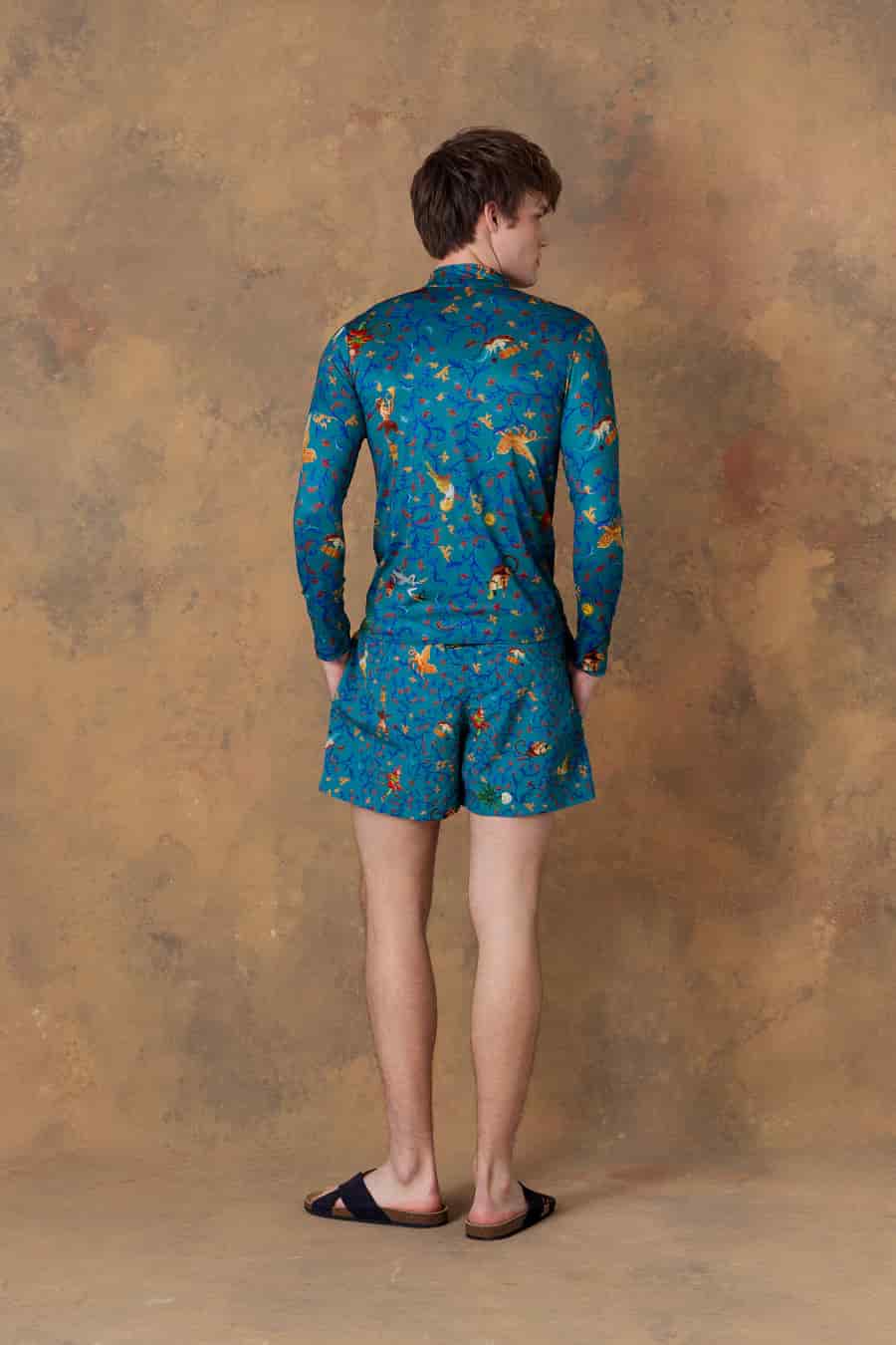 Men's beach shirt delphos teal - miniatura 2