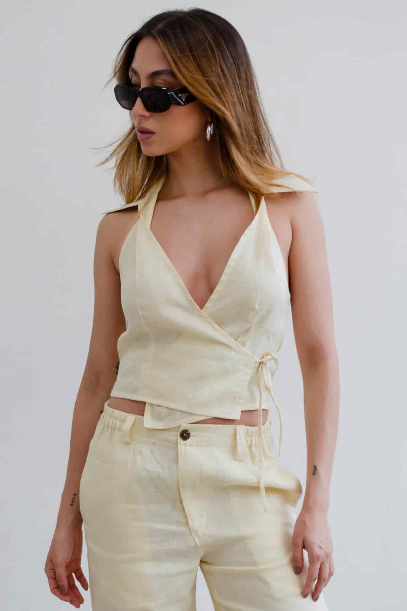 Top Sol de lino | Amarillo Butter Yellow - miniatura 2