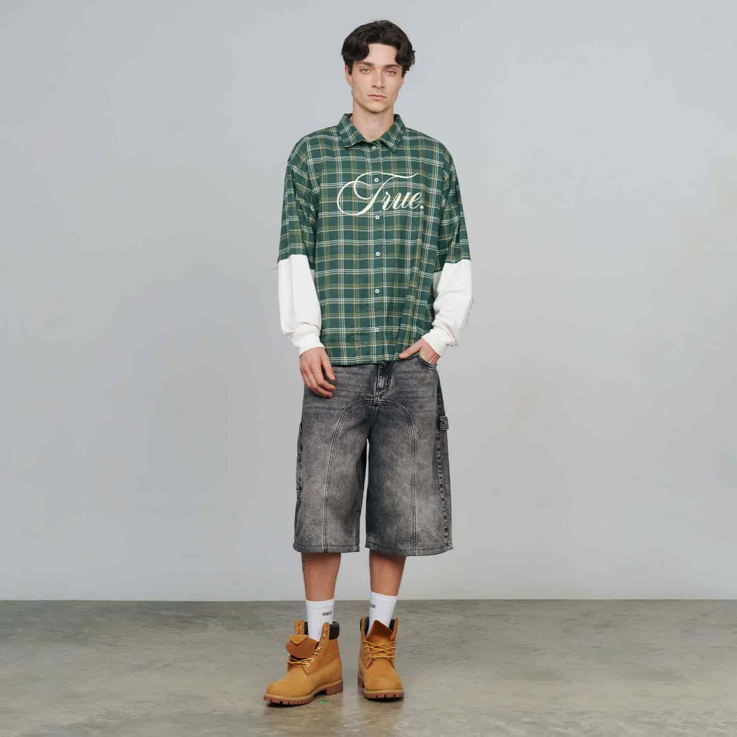 Slashed Denim Jorts - Black - miniatura 4