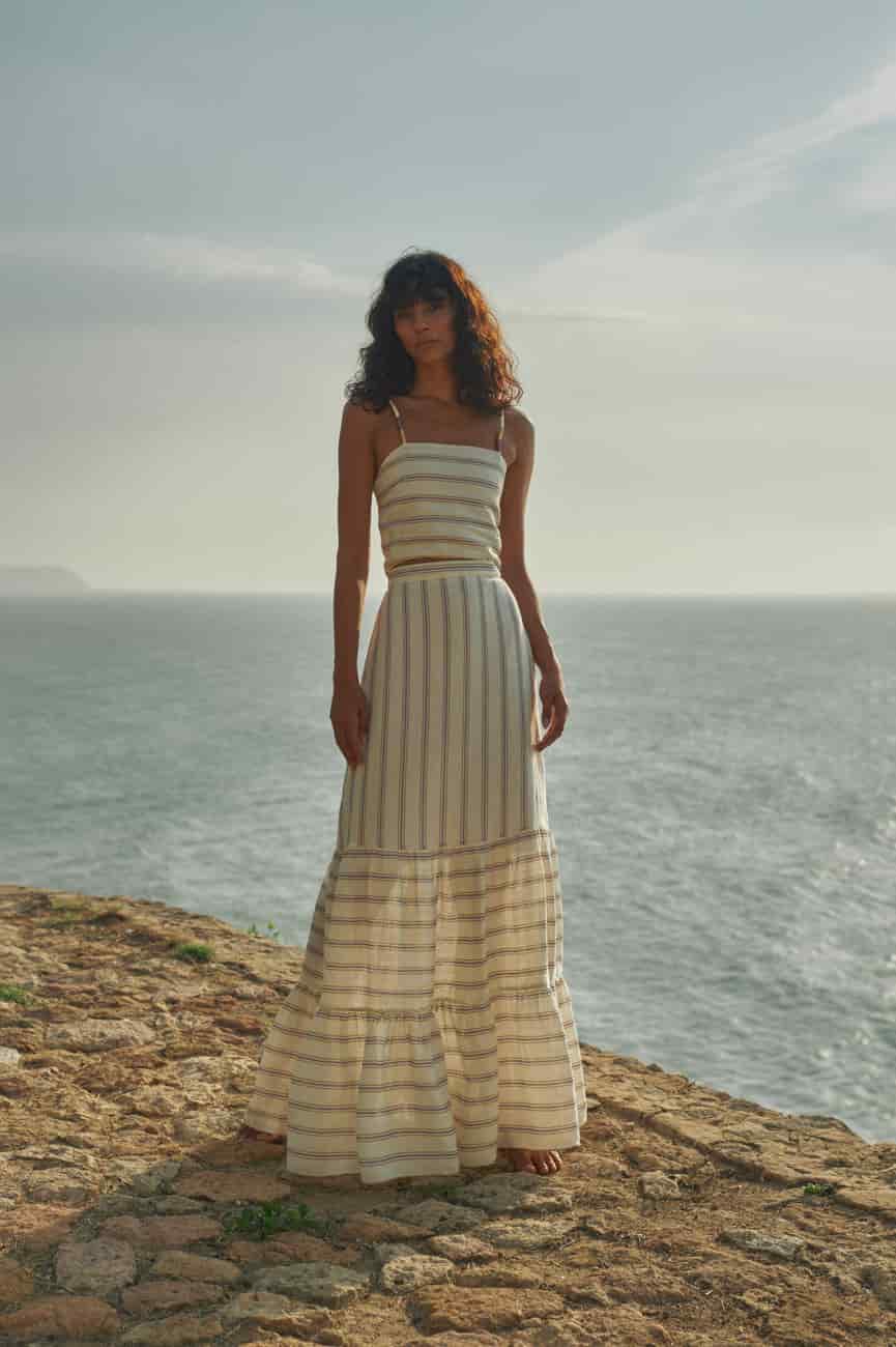 Julieta Linen Maxi Skirt / Lila Stripes - miniatura 2