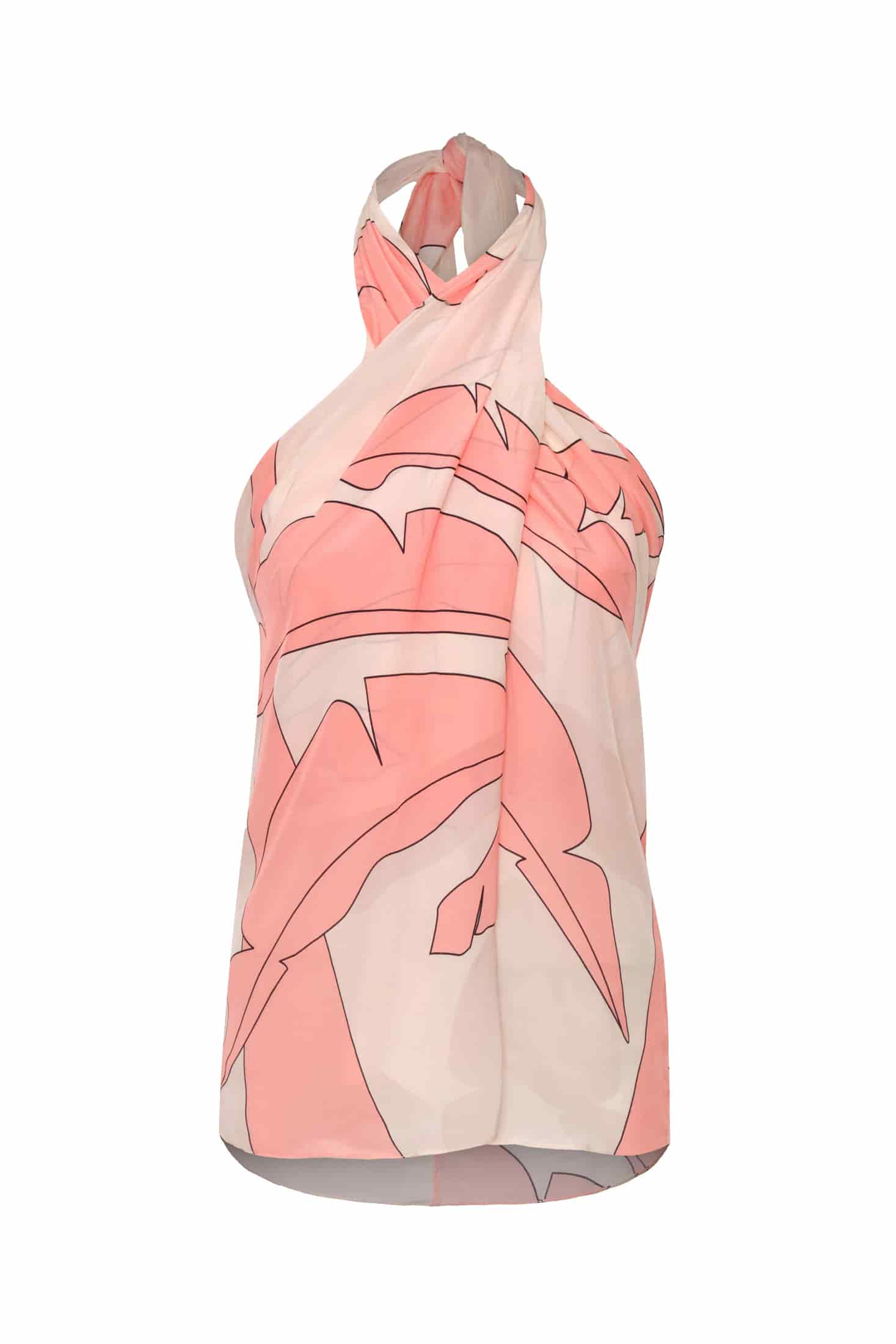 Cayetana Silk Crepe Blouse / Peach Palms - miniatura 1