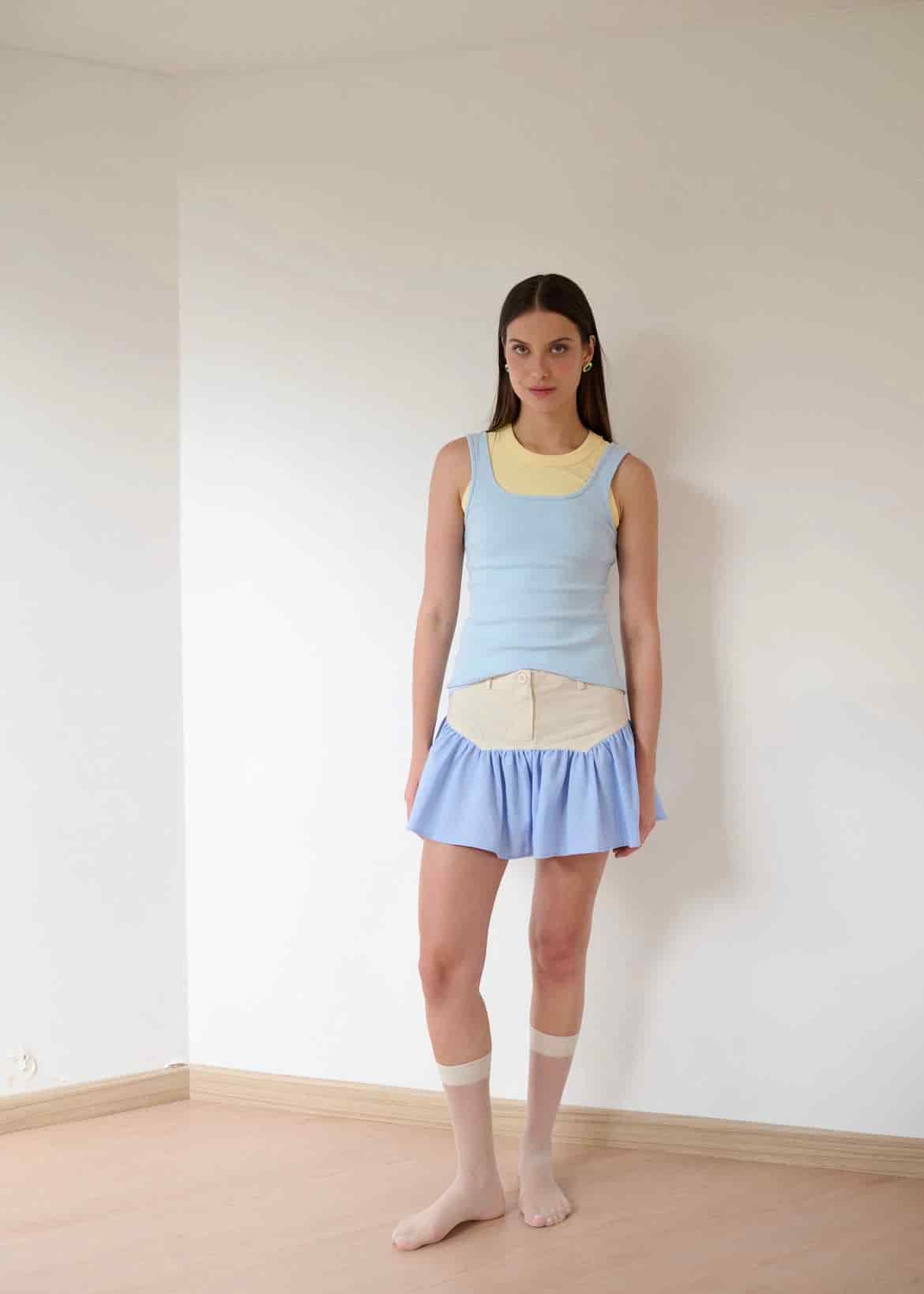 SAND STRIPE MINI SKIRT (SKY) - miniatura 3