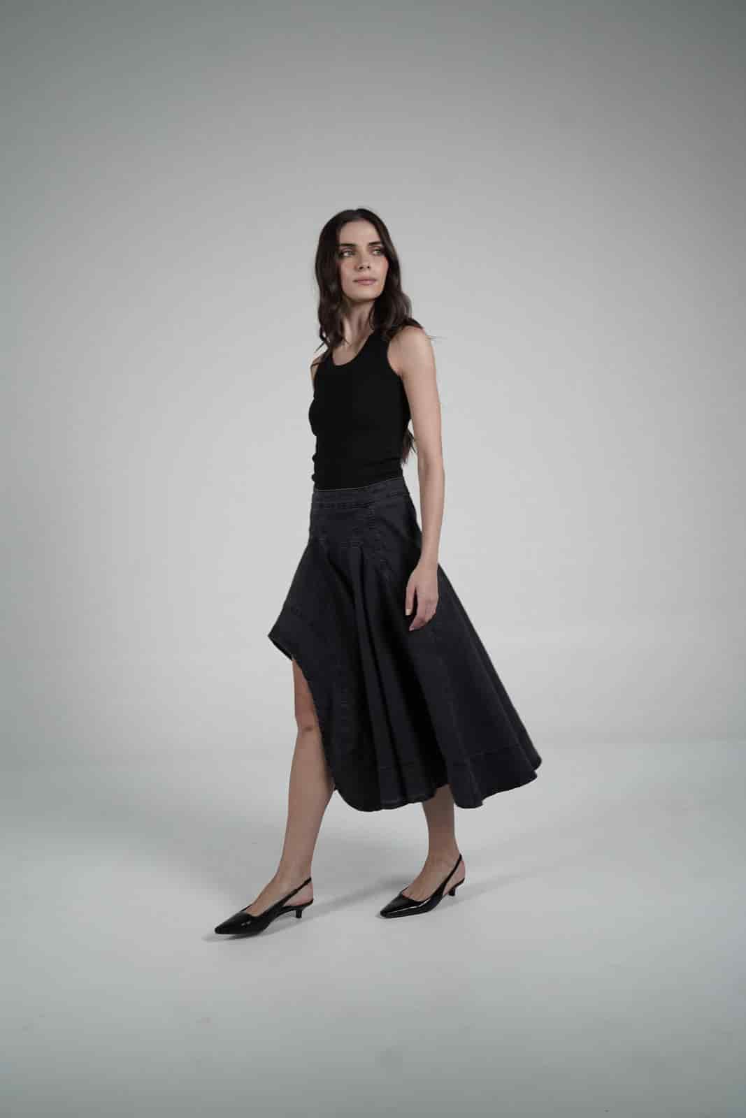 Black asymmetrical skirt - miniatura 5