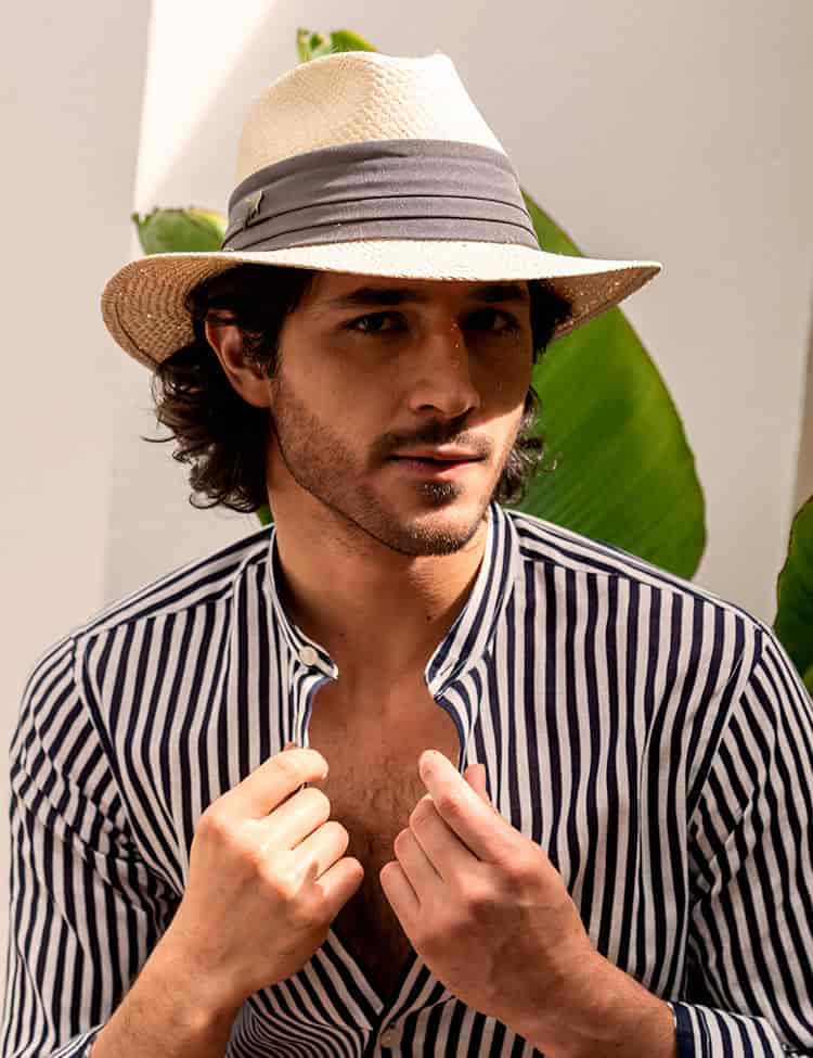 SOMBRERO CLARO CINTA ANCHA GRIS - miniatura 2