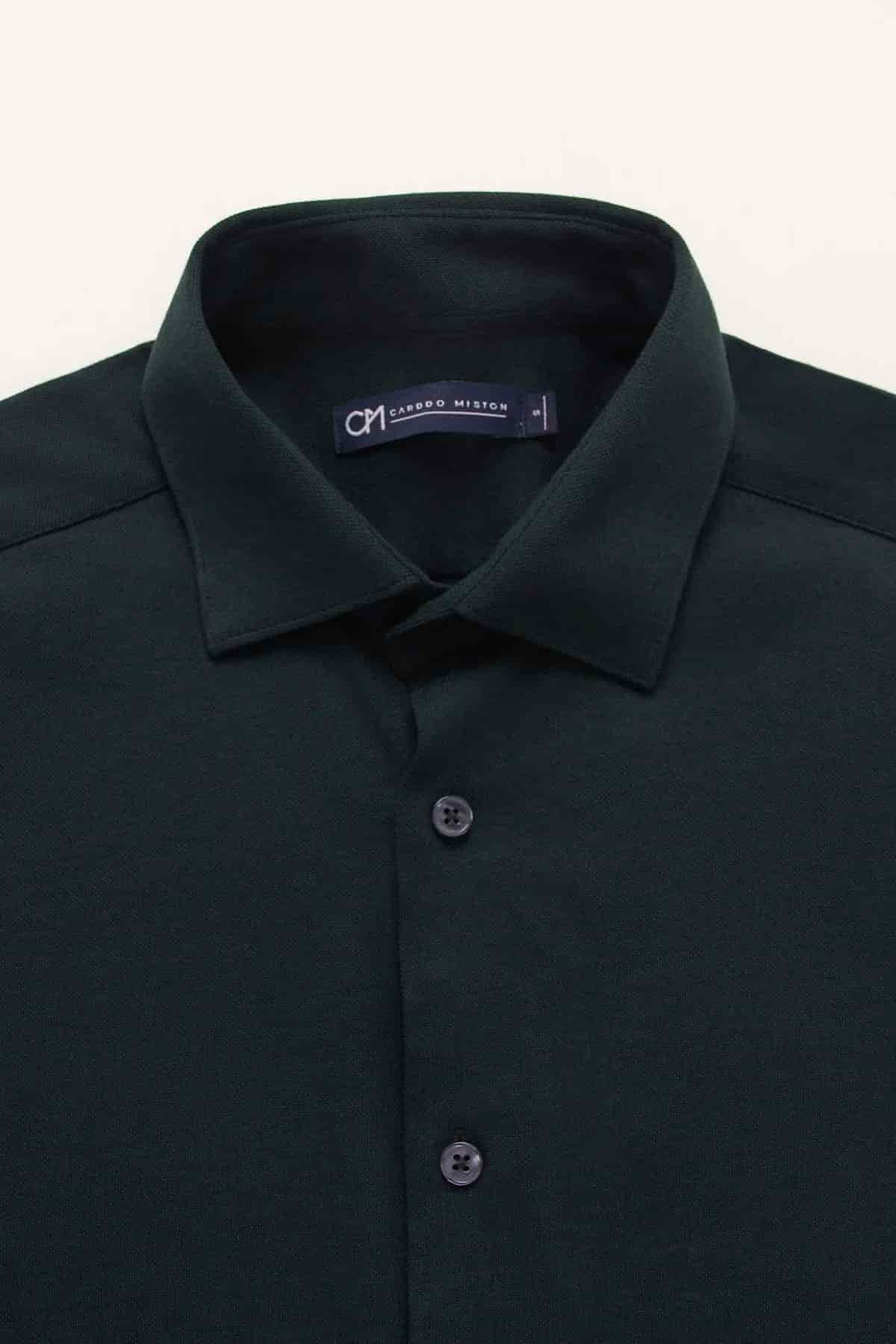 Camisa Piqué Algodón Verde Botella - miniatura 2