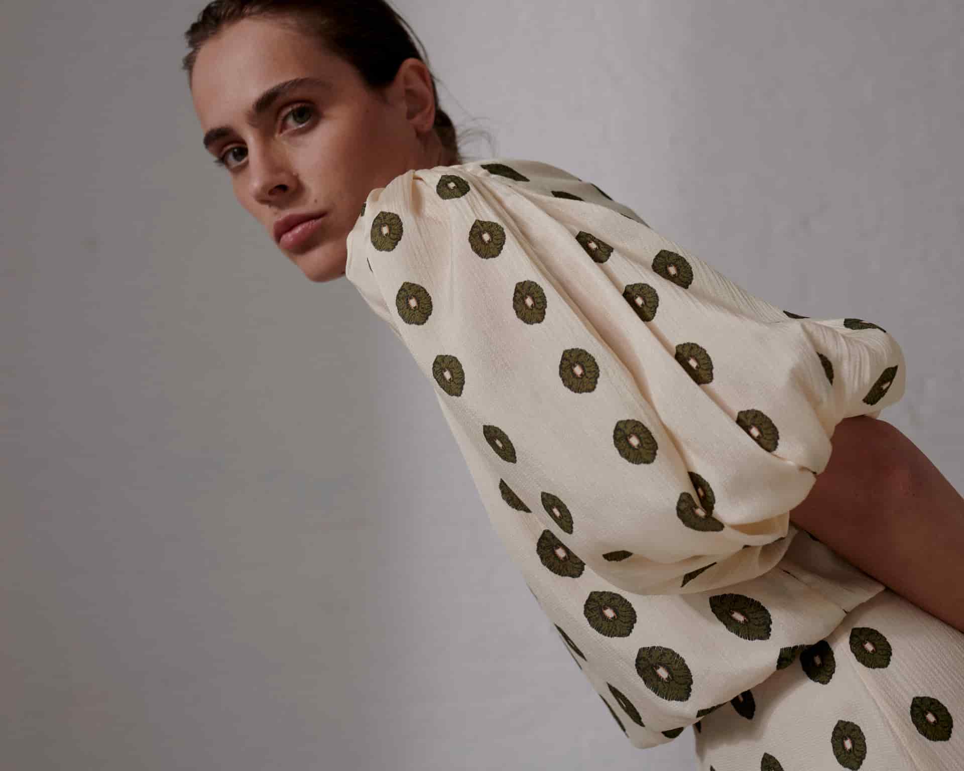 Guayacan Silk Martellato Blouse / Ivory Green Chintz - miniatura 4