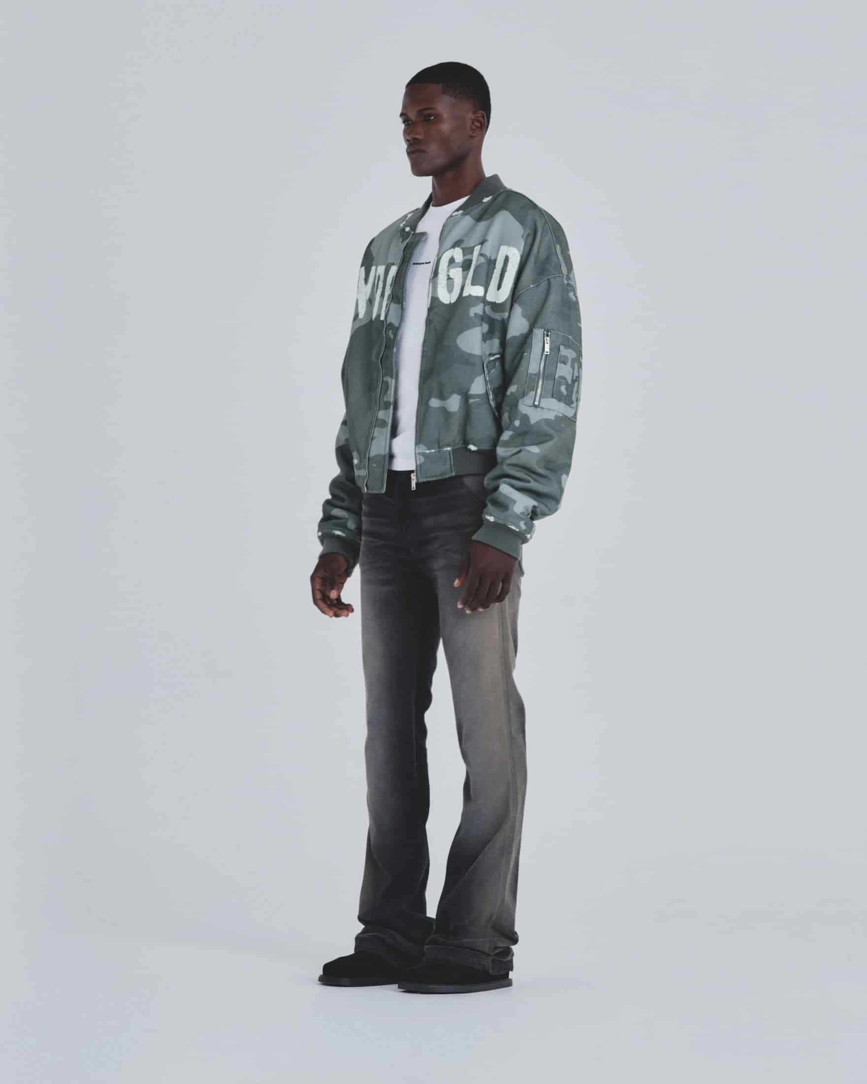 Holy Worn Logo Bomber Jacket Gray Camo - miniatura 5