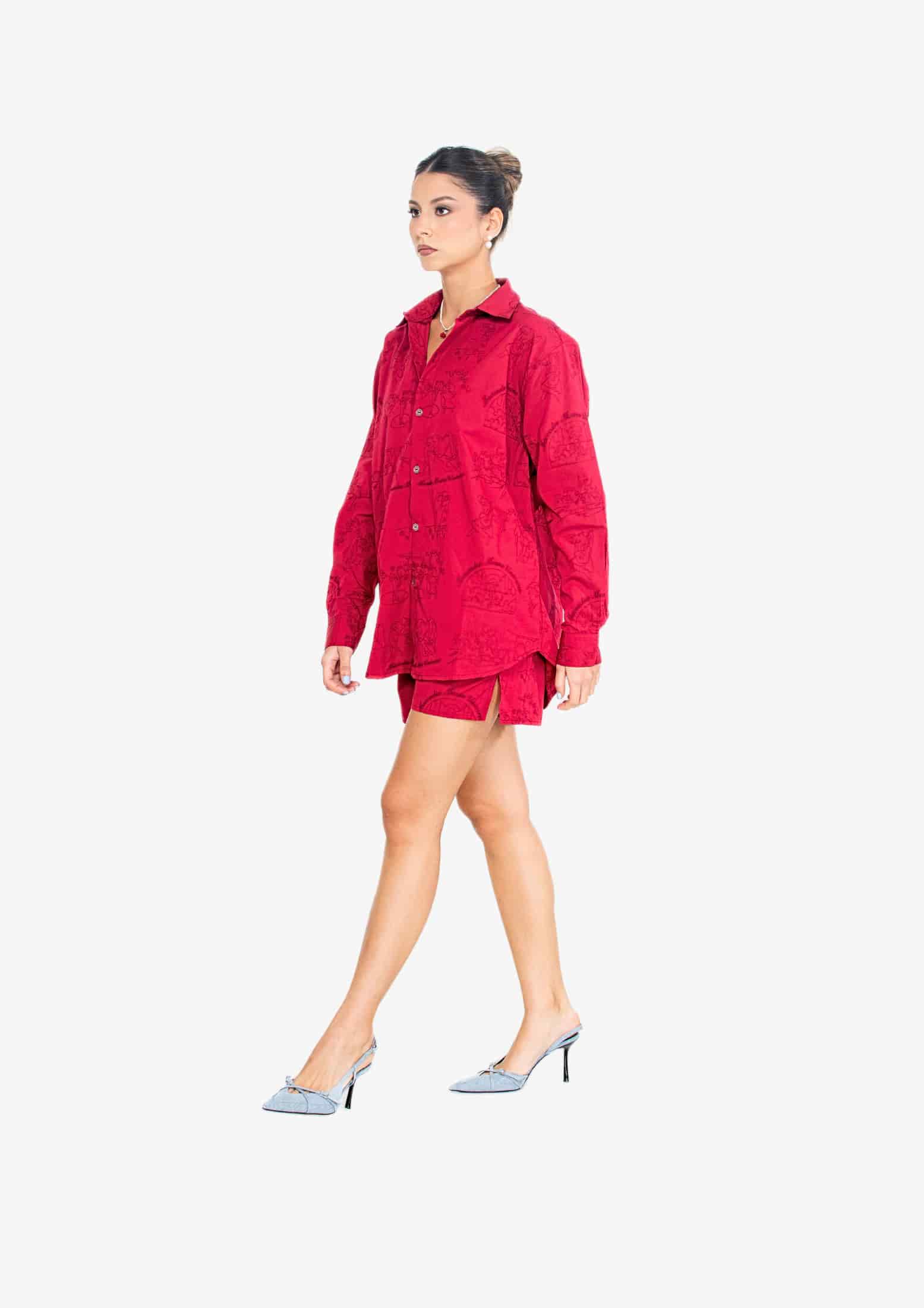 Embroidered Shorts in Red - miniatura 1