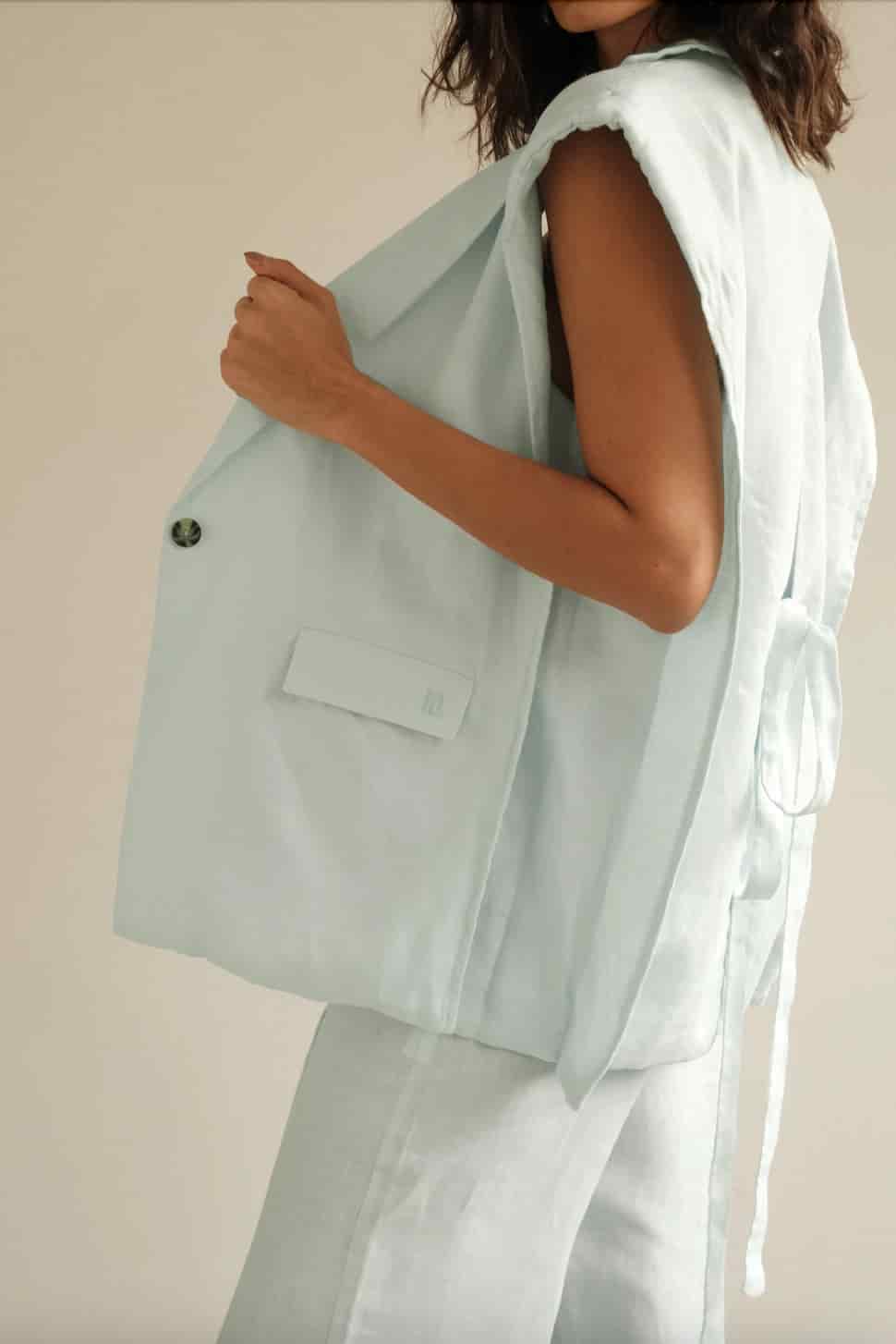 Blazer Vest Sera de lino | Azul claro - miniatura 8