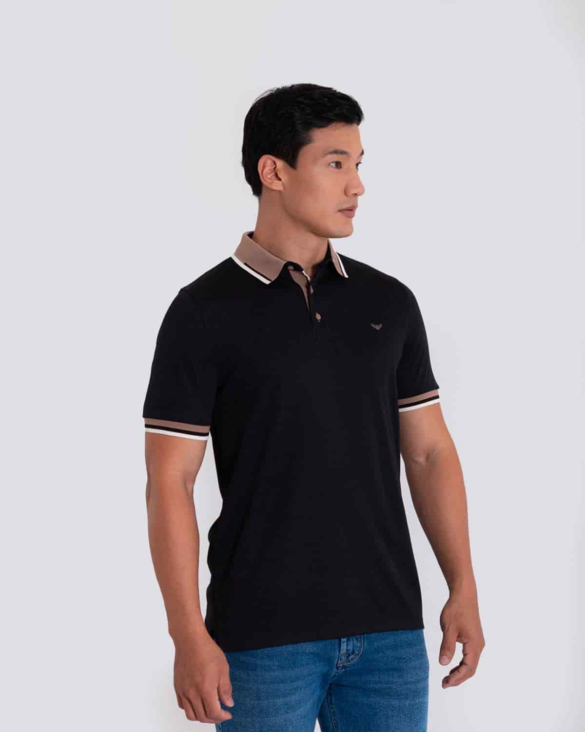 Polo slim negra para hombre - miniatura 2