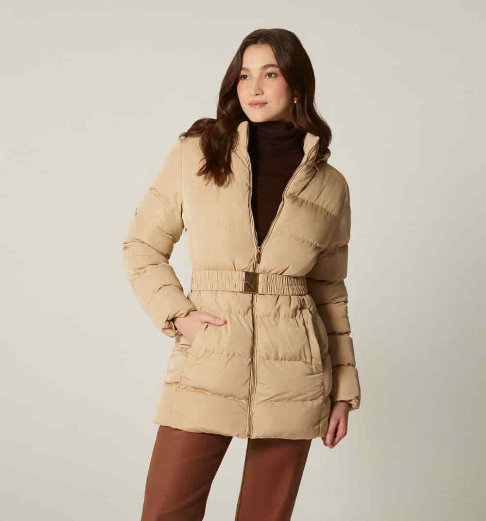 Chaqueta acolchada con cinturon - miniatura 2