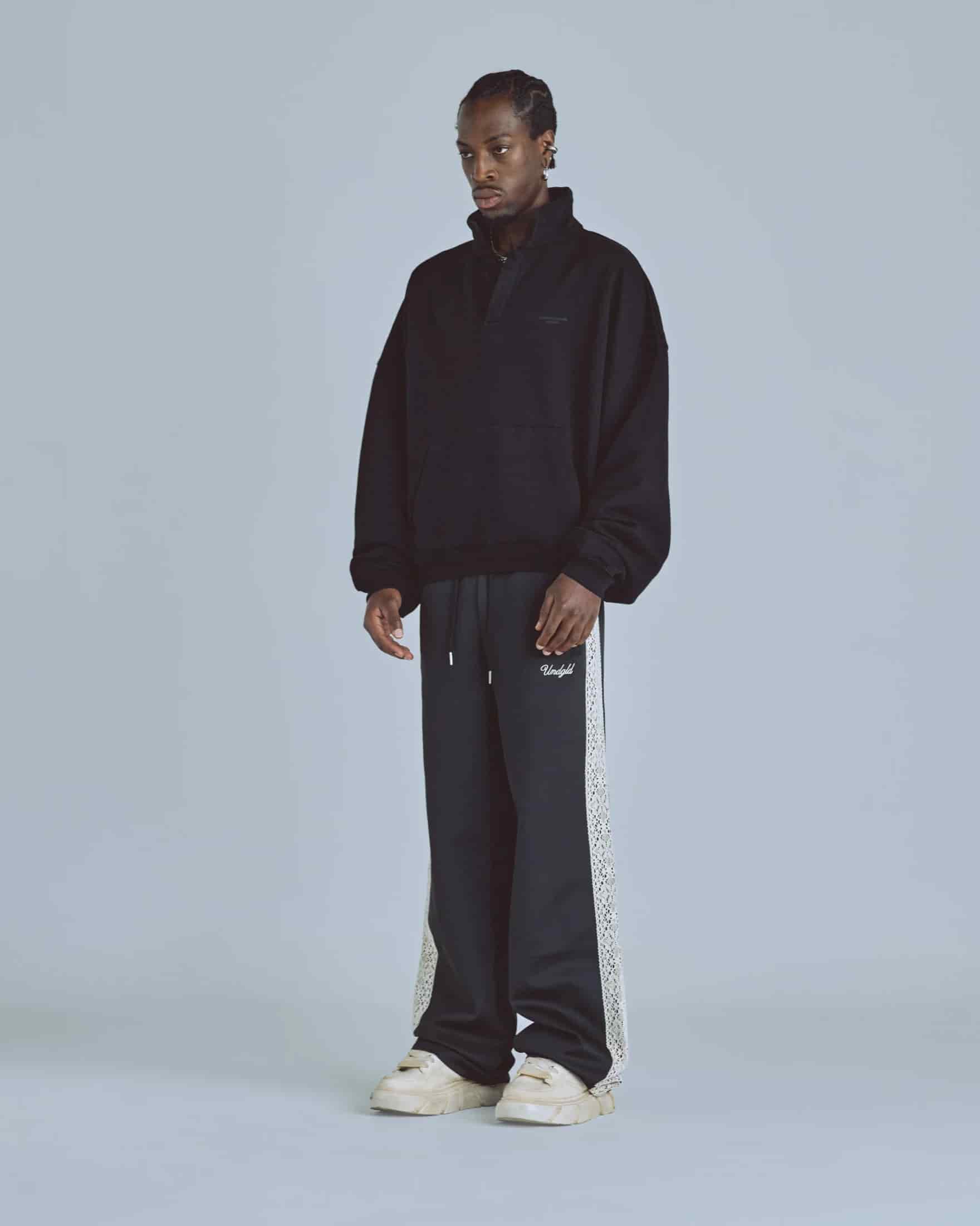 Basics Polo Collar Boxy Fit Hoodie Black - miniatura 12