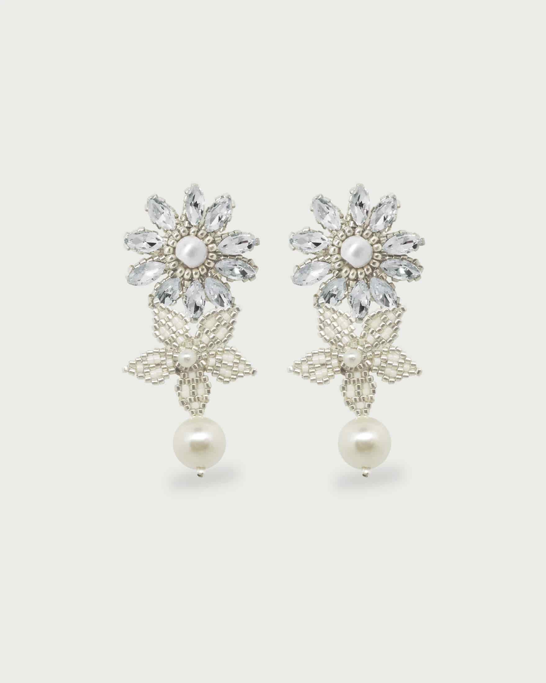 Aretes Dos Flores y Perla Miyuki - miniatura 2