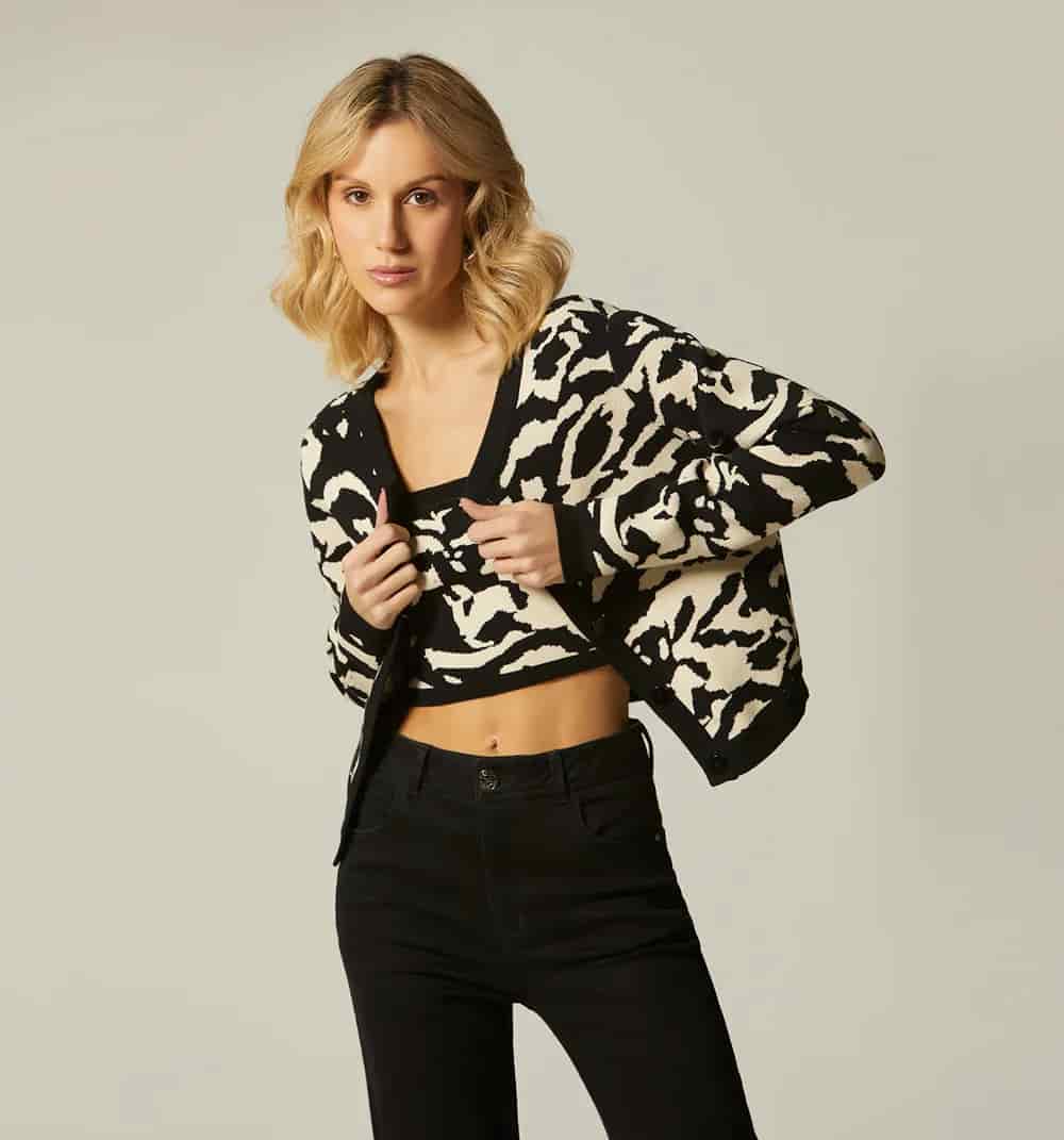 Cardigan estampado bi color - miniatura 3