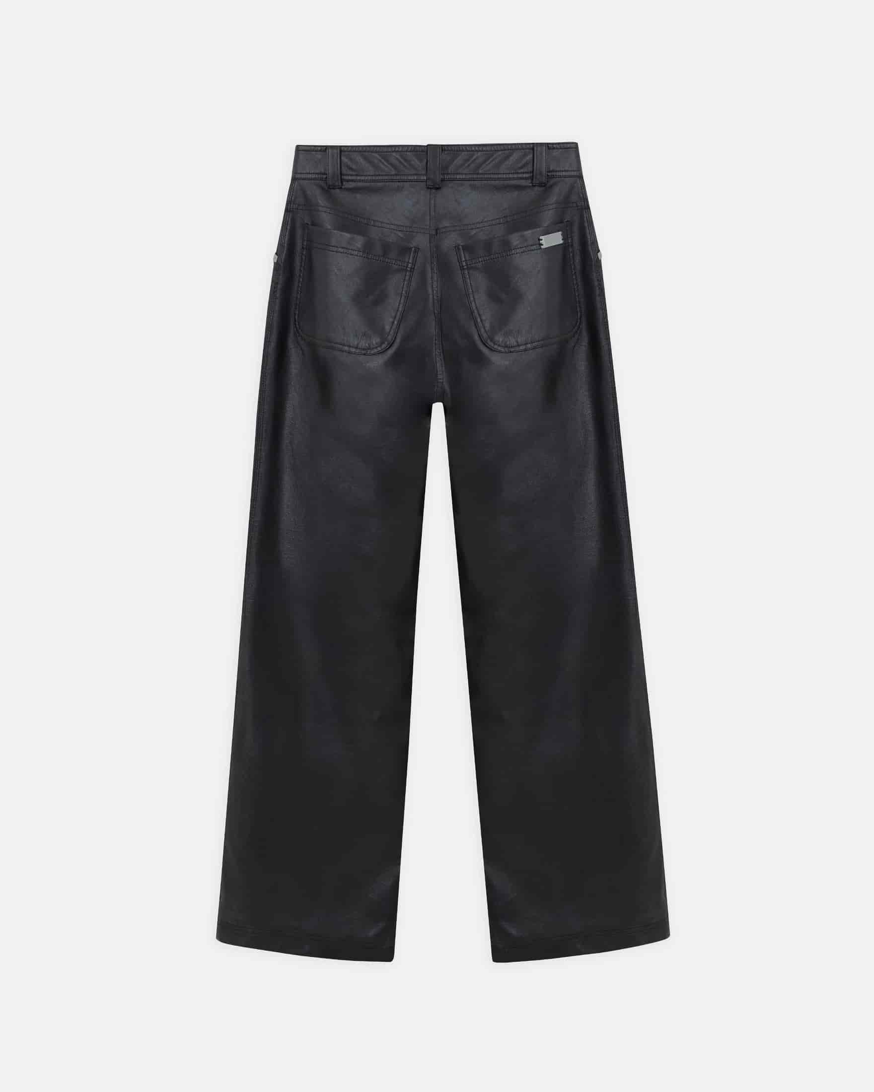 W Capsule Basic Pleather Wide Jeans Black - miniatura 3