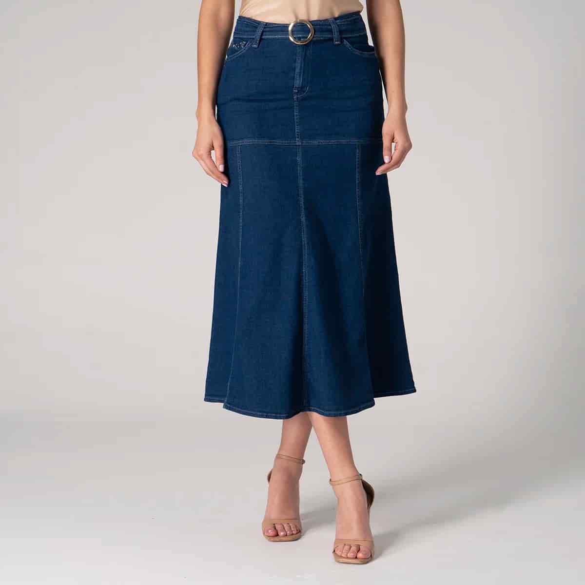 Falda Larga Denim Slim Kenbleu - miniatura 2