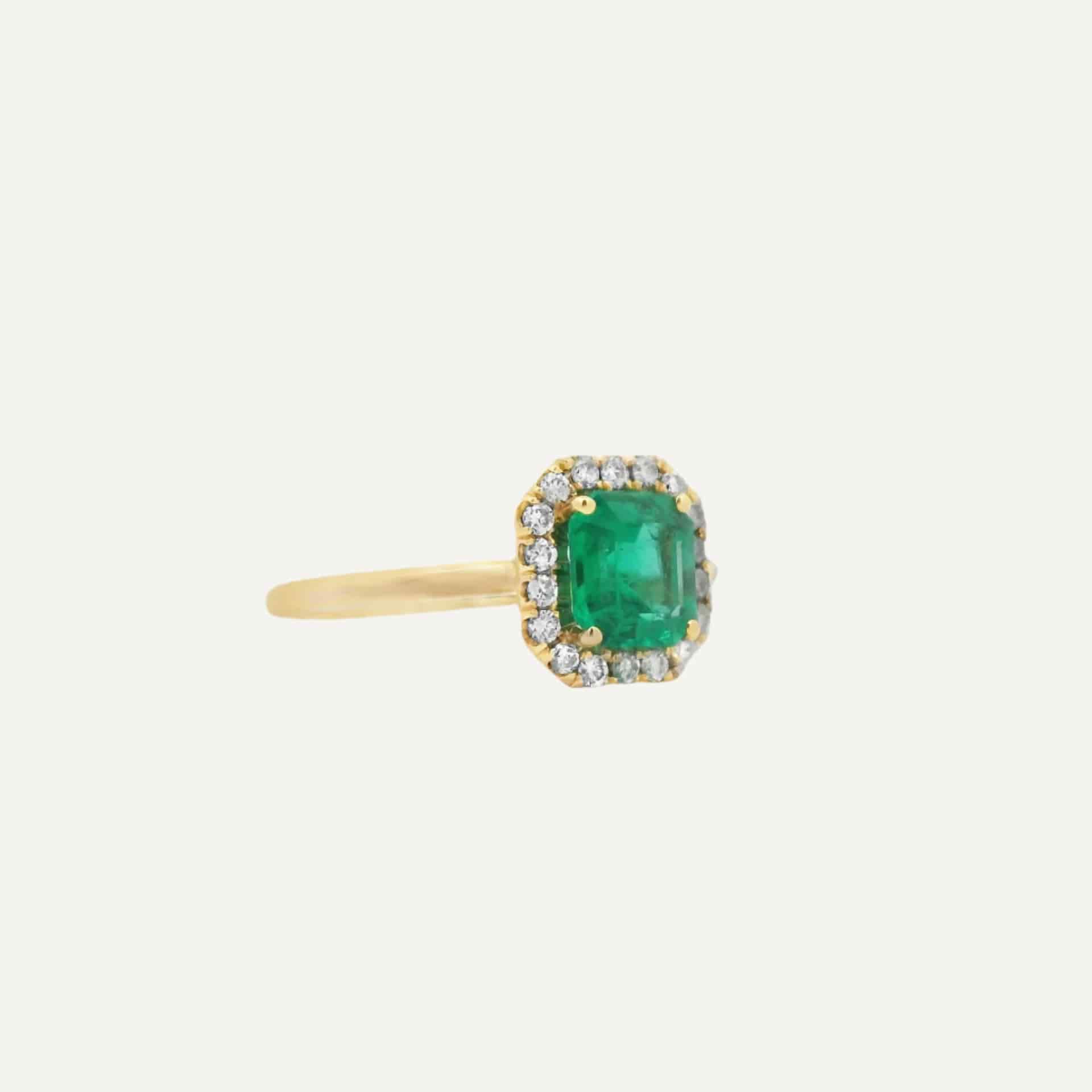 Anillo Halo Cuadrado Esmeralda premium - miniatura 4