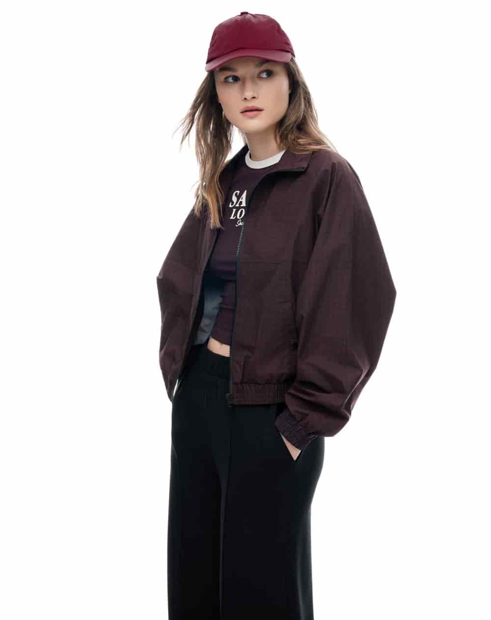 Chaqueta regular sin capucha morado estampado mujer - miniatura 5