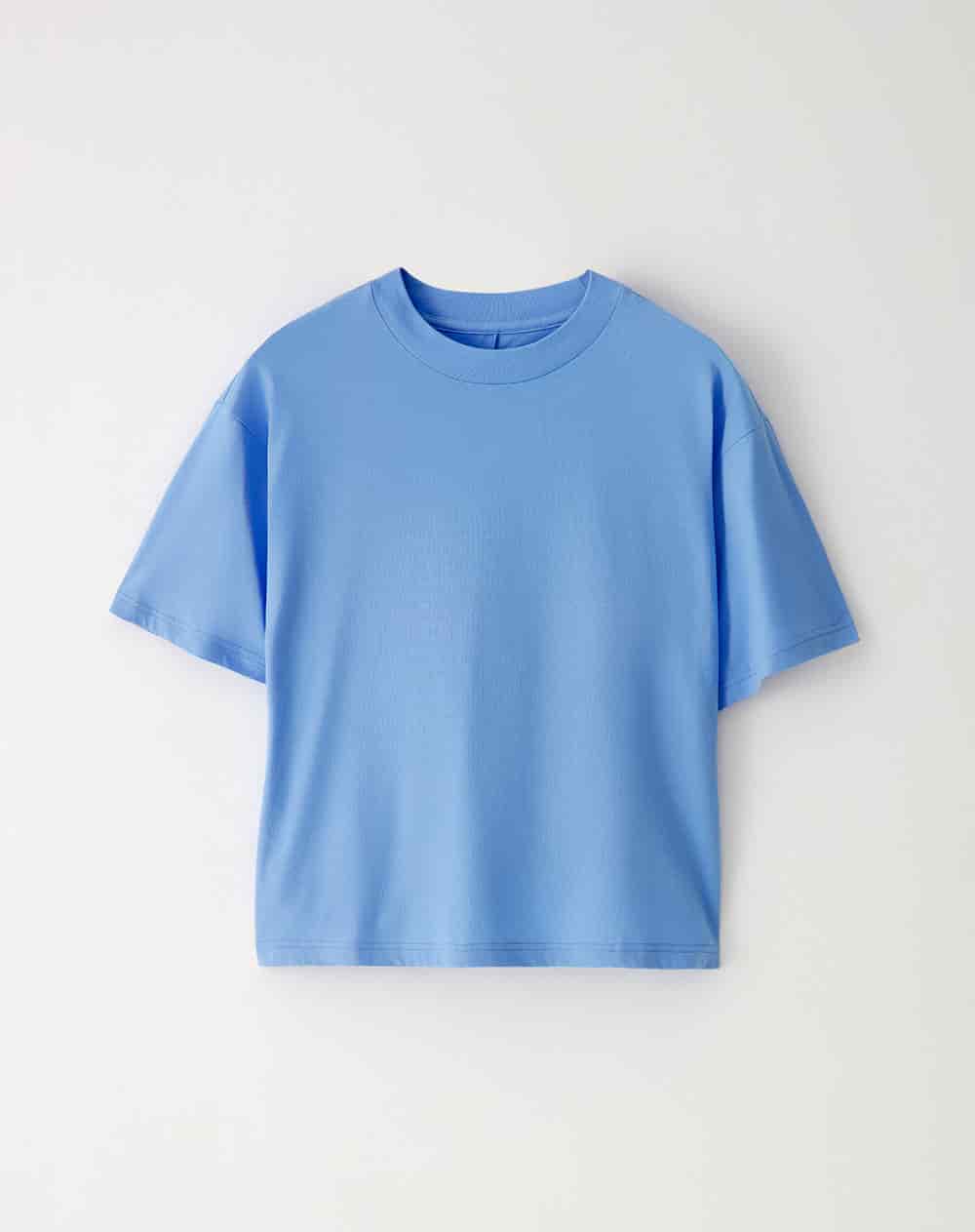 Camiseta oversize algodón azul mujer - miniatura 1