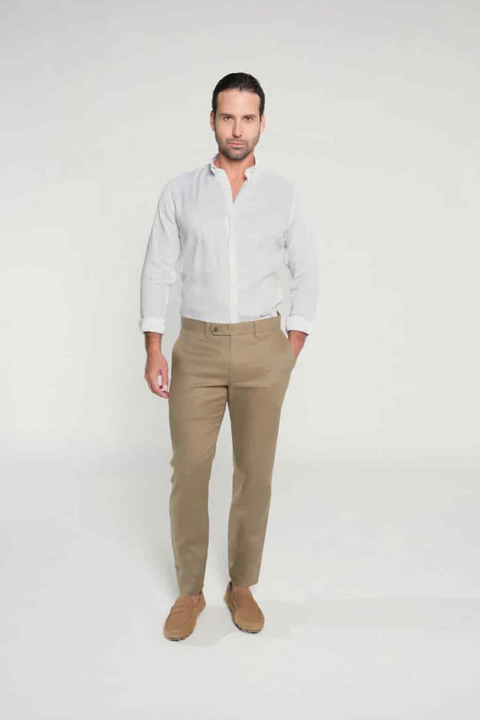 Pantalón Slim Lino Olive - miniatura 2