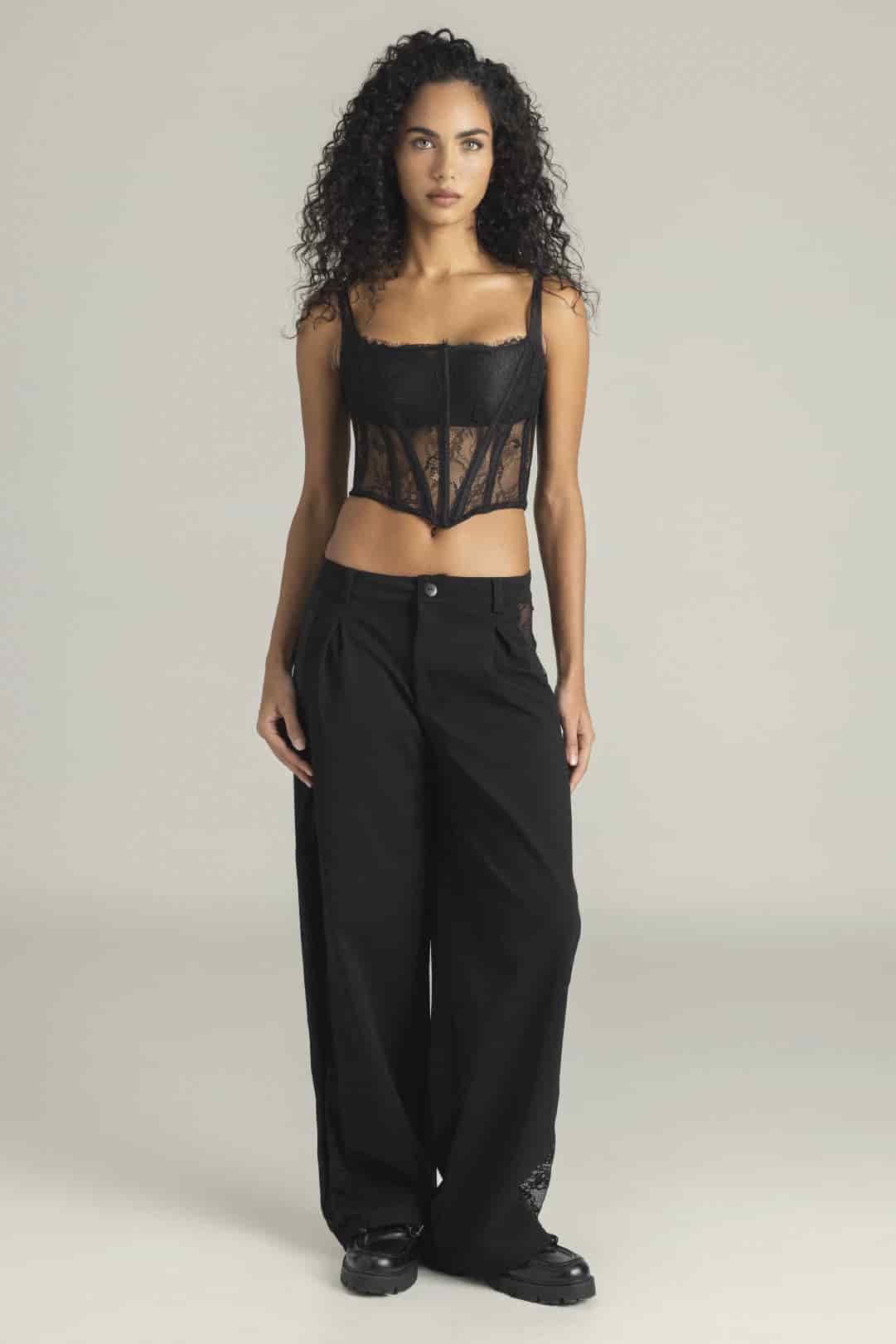 SET CORSET & PANTALON INDIRA NEGRO - miniatura 1