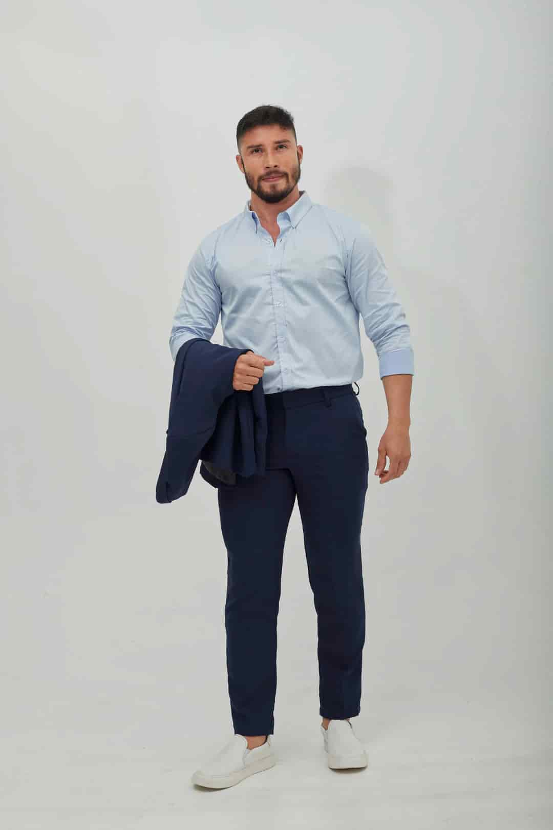 Camisa Clásica Celeste Eleganza - miniatura 3