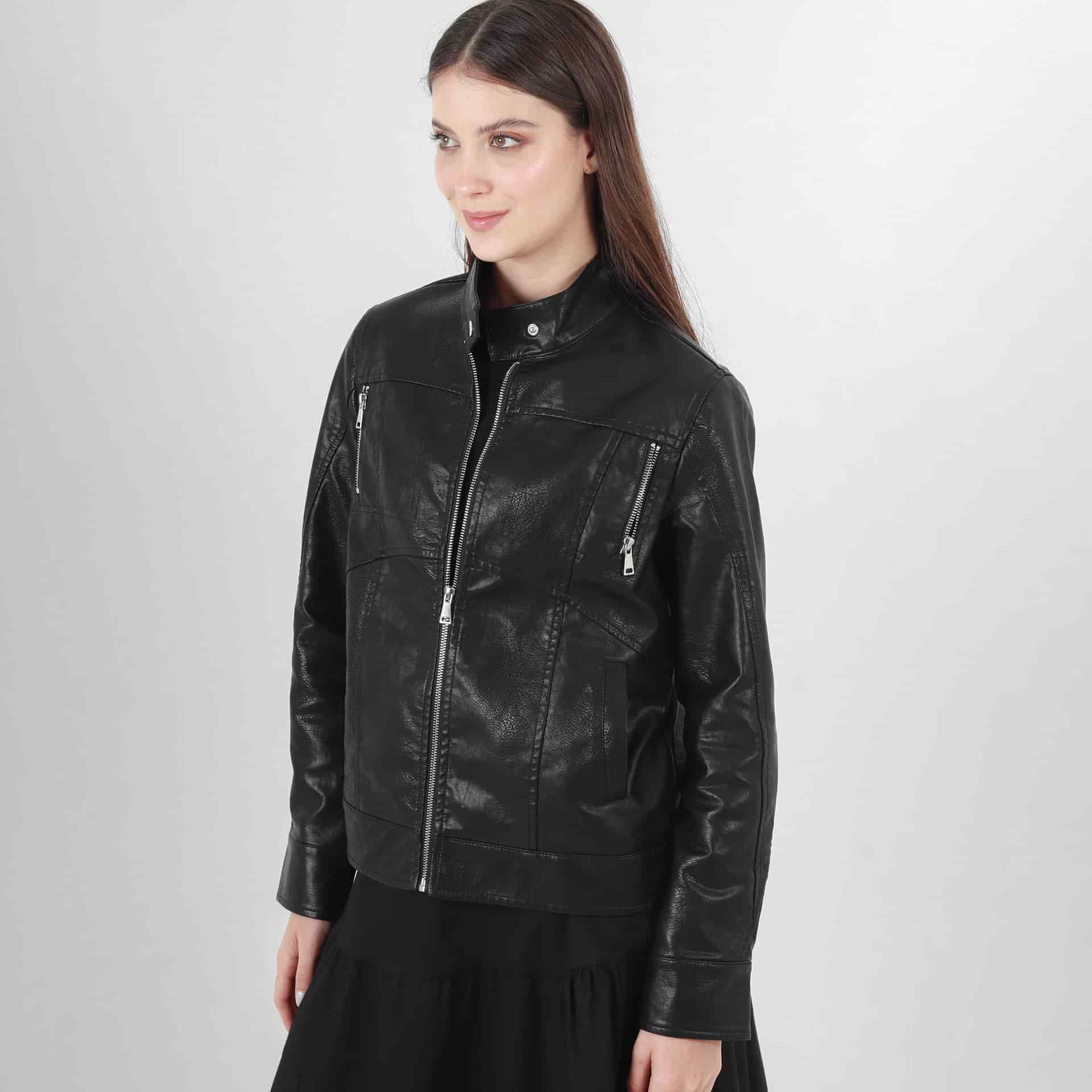 Chaqueta biker en cuero sintético - miniatura 1