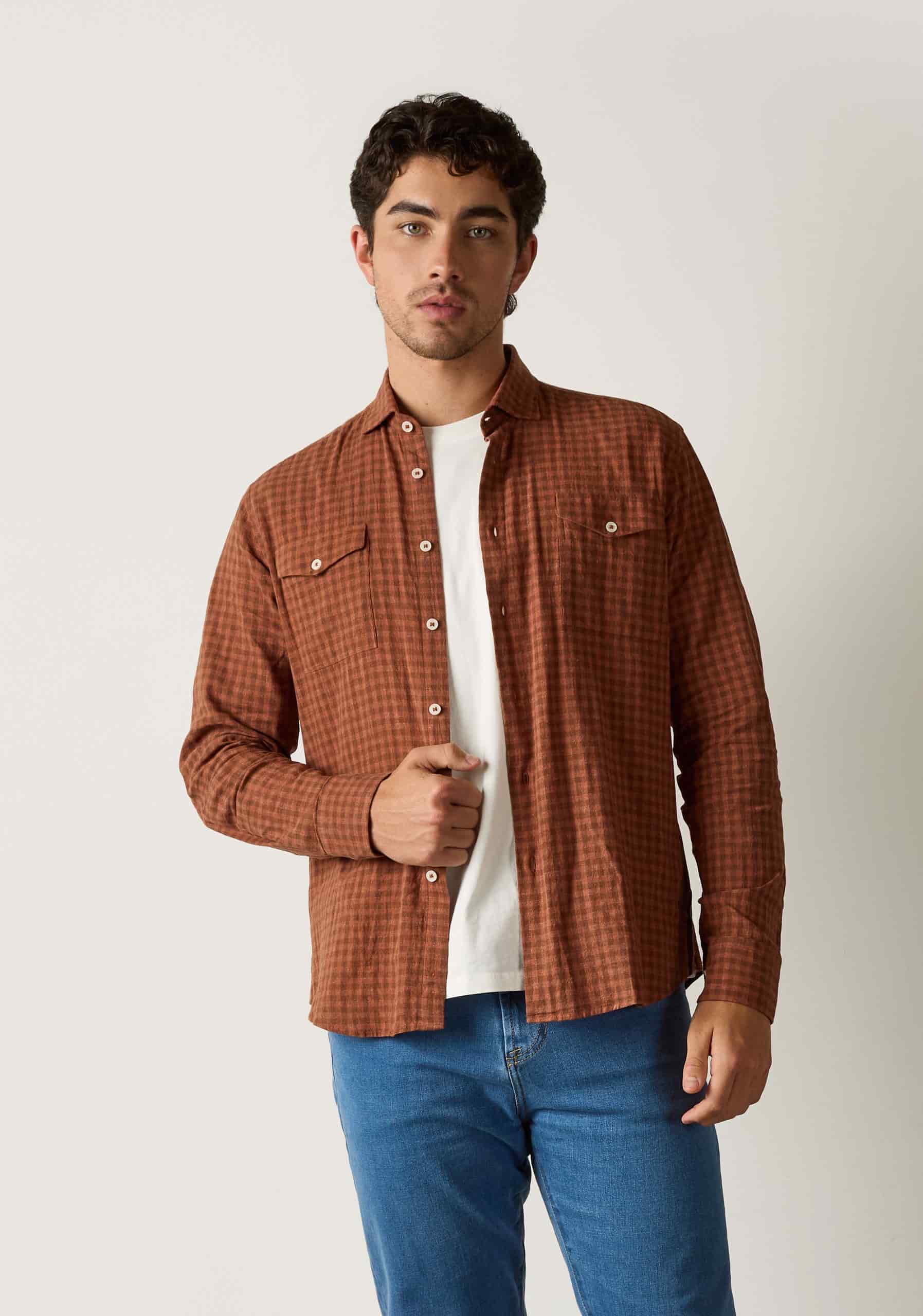 Camisa H CF Laurence Cuadros Med Terracota - miniatura 1