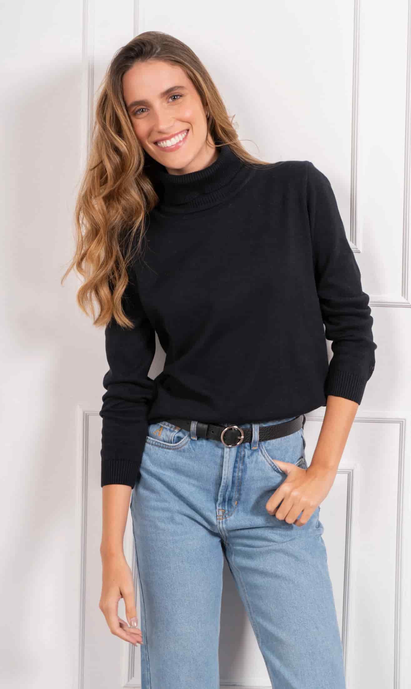 Suéter Cuello tortuga Mujer Negro - miniatura 3