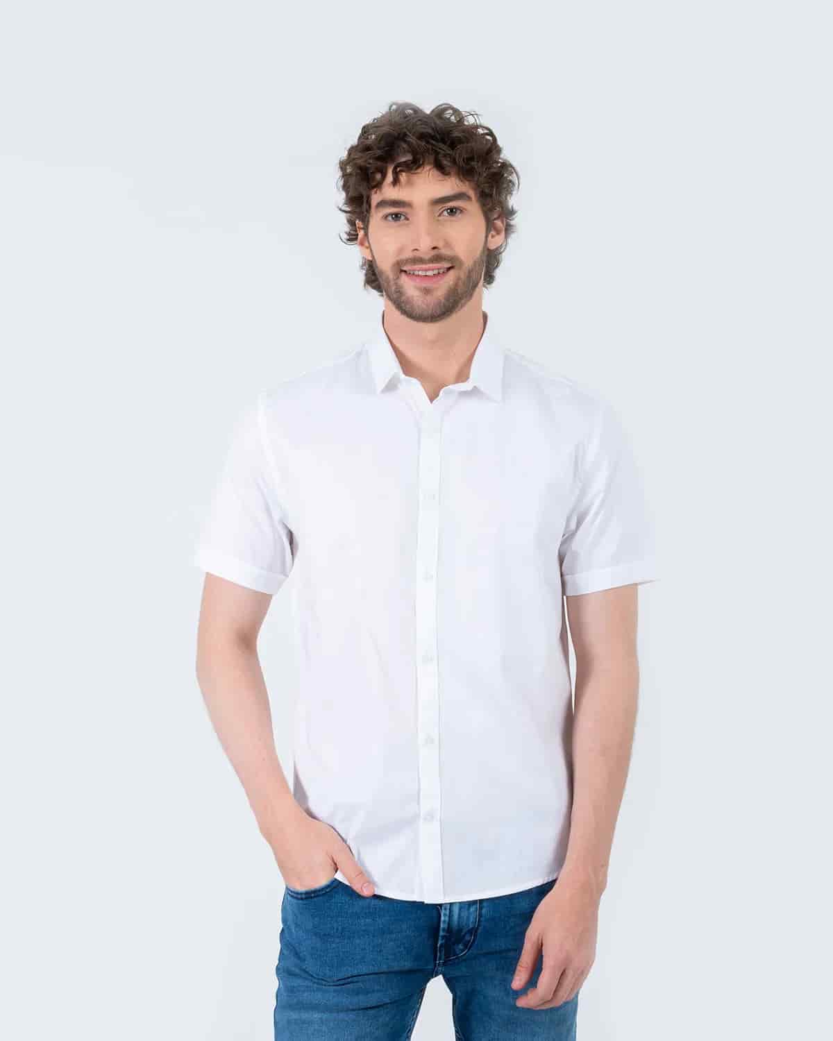 Camisa blanca manga corta para hombre - miniatura 61